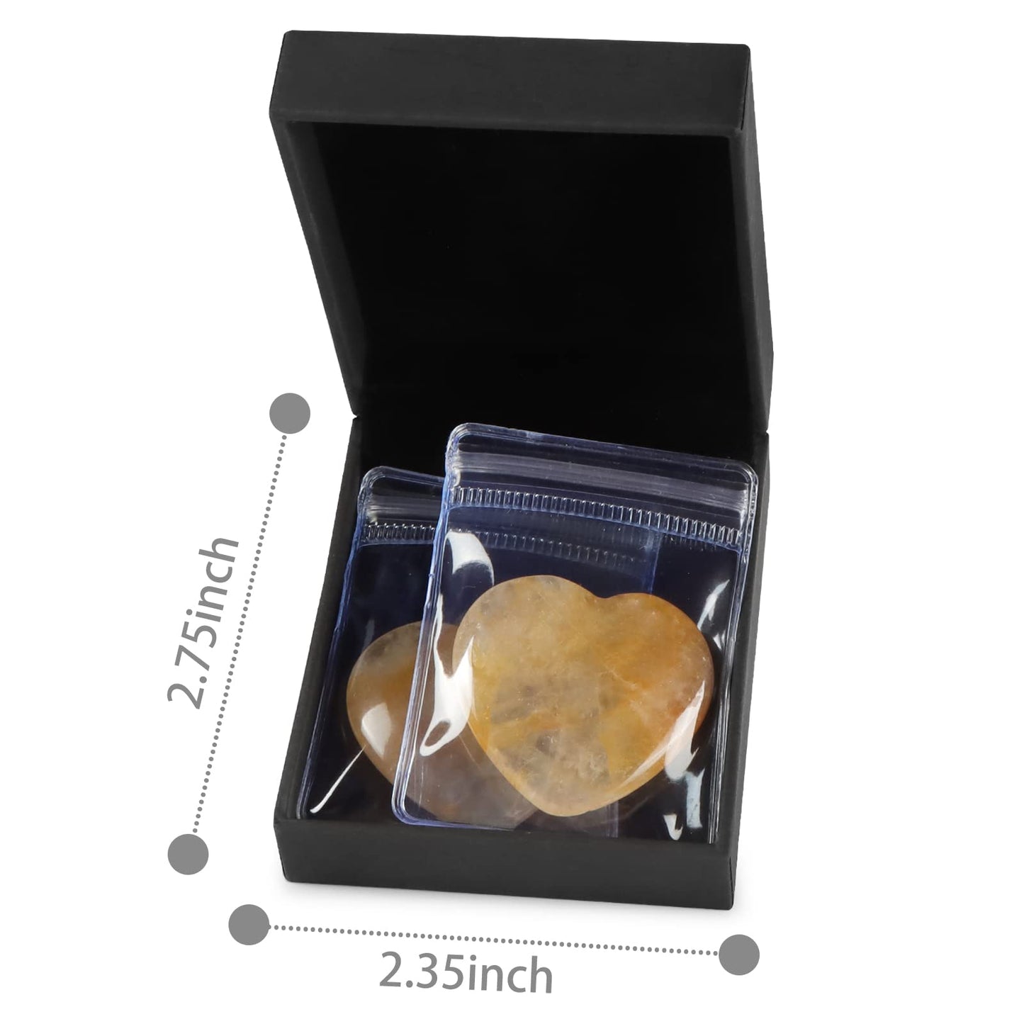 Artistone 1.5 inch Heart Citrine Crystal Worry Stone Hand Carved Healing Crystal Pocket Palm Stones for Anxiety Stress Relief Meditation Spiritual Protective(Pack of 2)