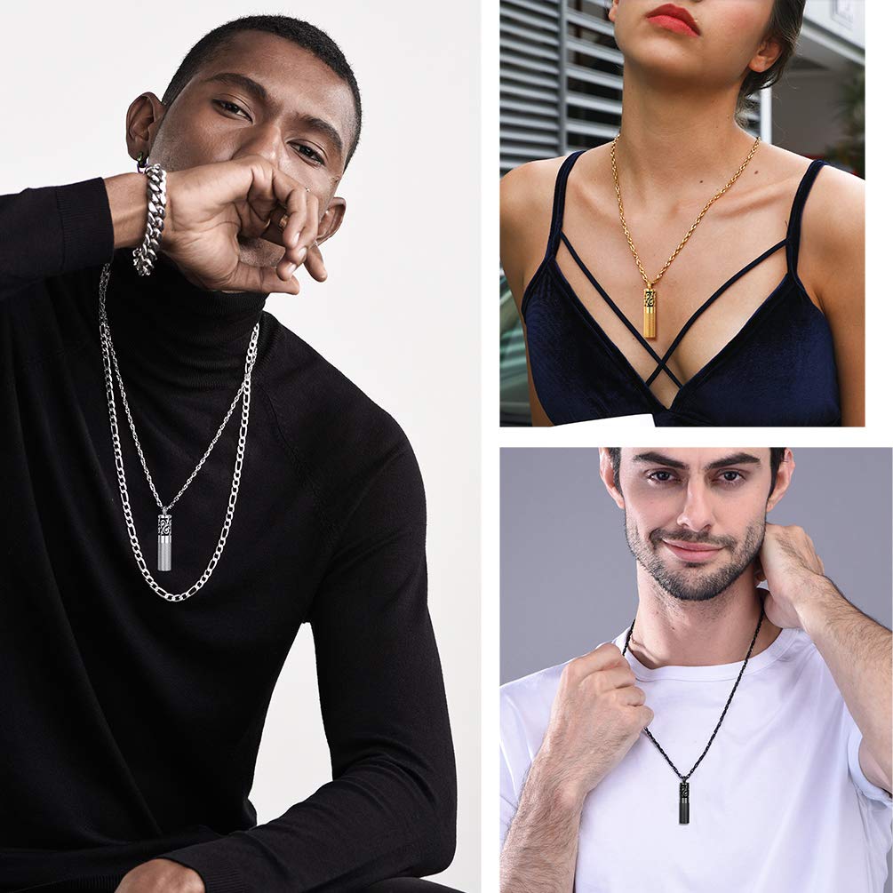 PROSTEEL Diffuser Necklace Men Jewelry Essential Oil Perfume Bottle Round 18K Gold Plated Aromatherapy Necklaces for Women