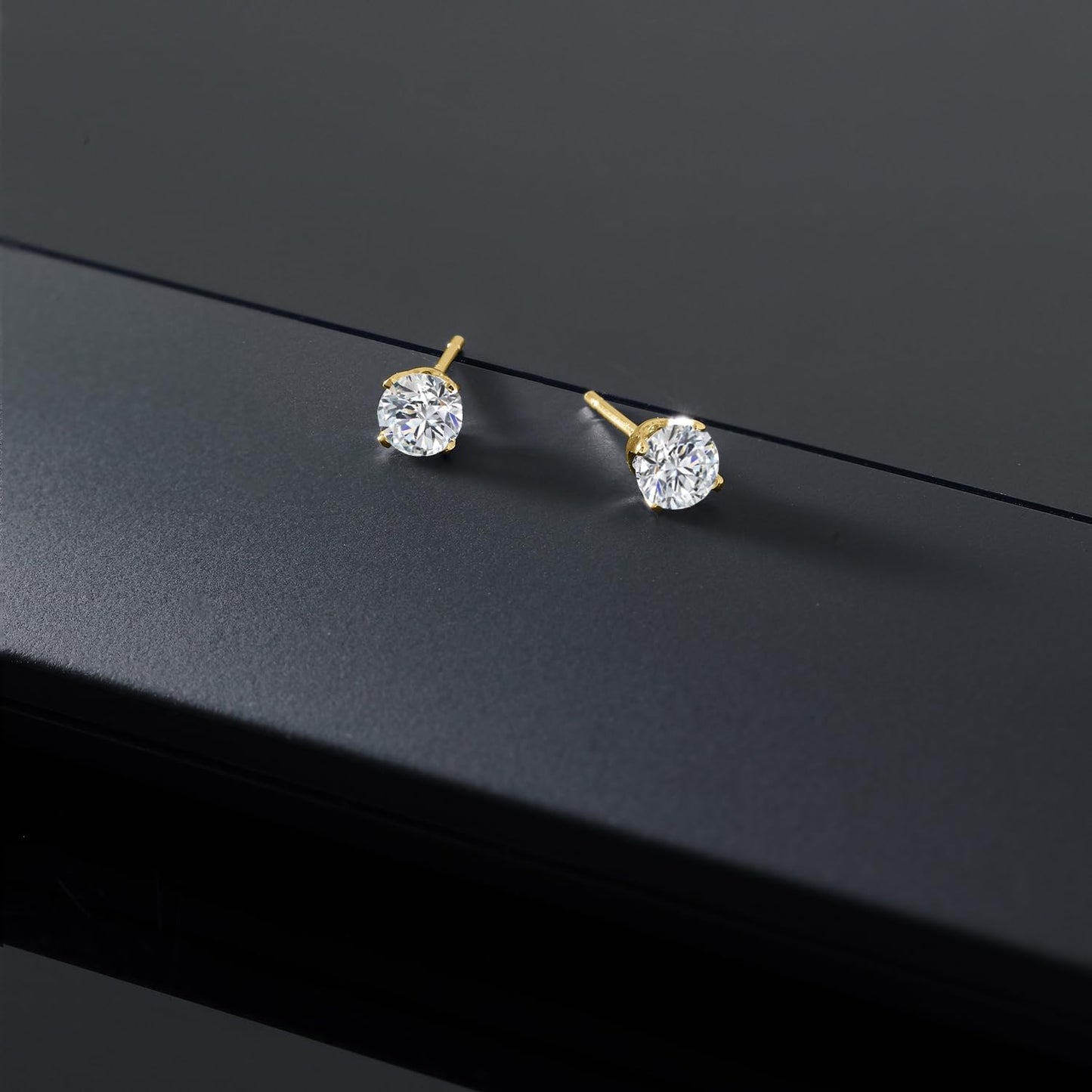 Gem Stone King 0.20 to 6 Cttw 14K Gold Lab Grown Diamond Stud Earrings | Gold Earrings For Women Men | E-F Color | VS1-VS2 Clarity | Yellow Gold | 0.33 Carats - Not IGI Certified