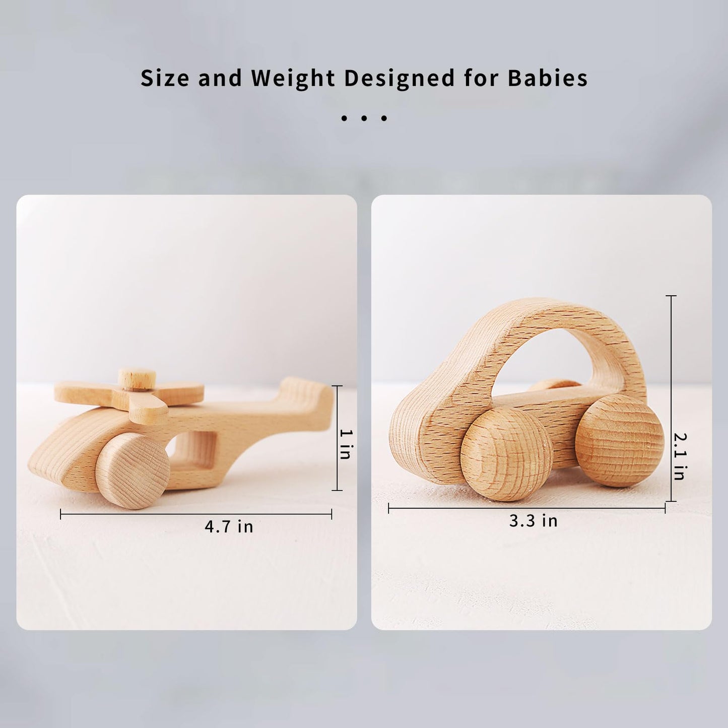 Wooden Baby Car and Airplane Toys,Wood Push Car for Toddler Montessori Baby Grip Toy Car,Gifts for Boys and Girls,Push and Pull Toy Car 2 Pieces
