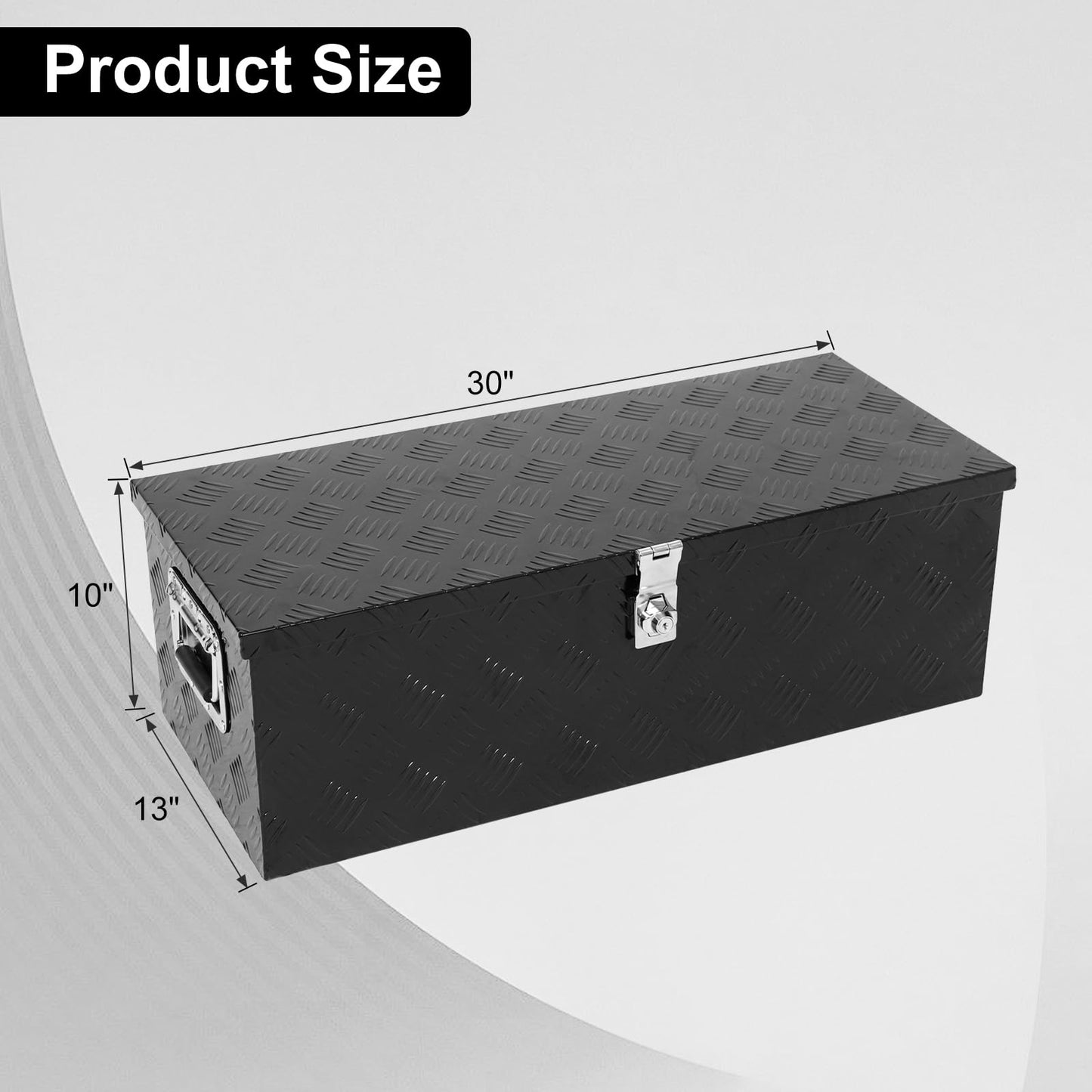 confote 30 Inch Truck Tool Box Aluminum Stripes Truck Bed Tool box for Truck,Pickup,RV,Trailer,Waterproof Storage Organizer with Side-Handles,Lock and Keys-Black