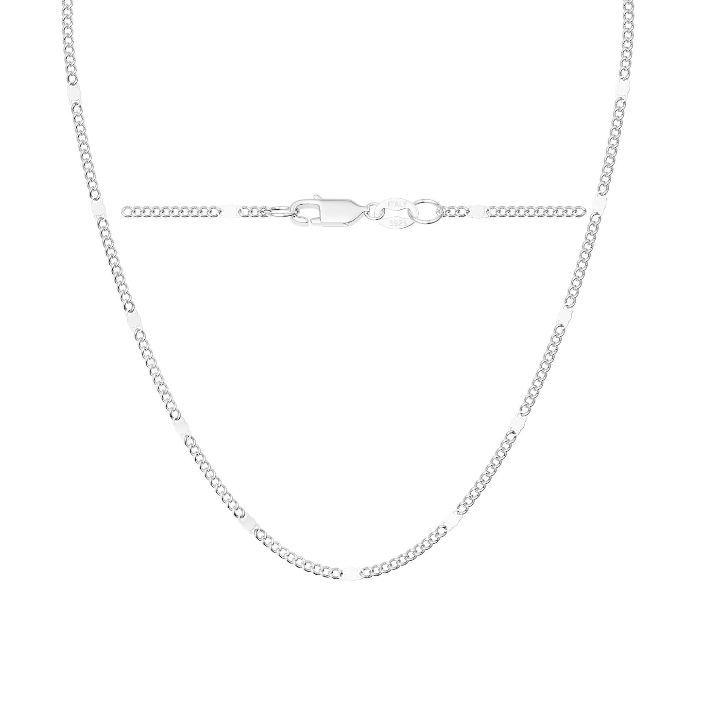 Freekiss 925 Sterling Silver Chain Necklace for Women Trendy 16+2 Inch Classic Simple Dainty Choker Dot Chain Necklace Adjustable Layered Silver Jewelry Gift