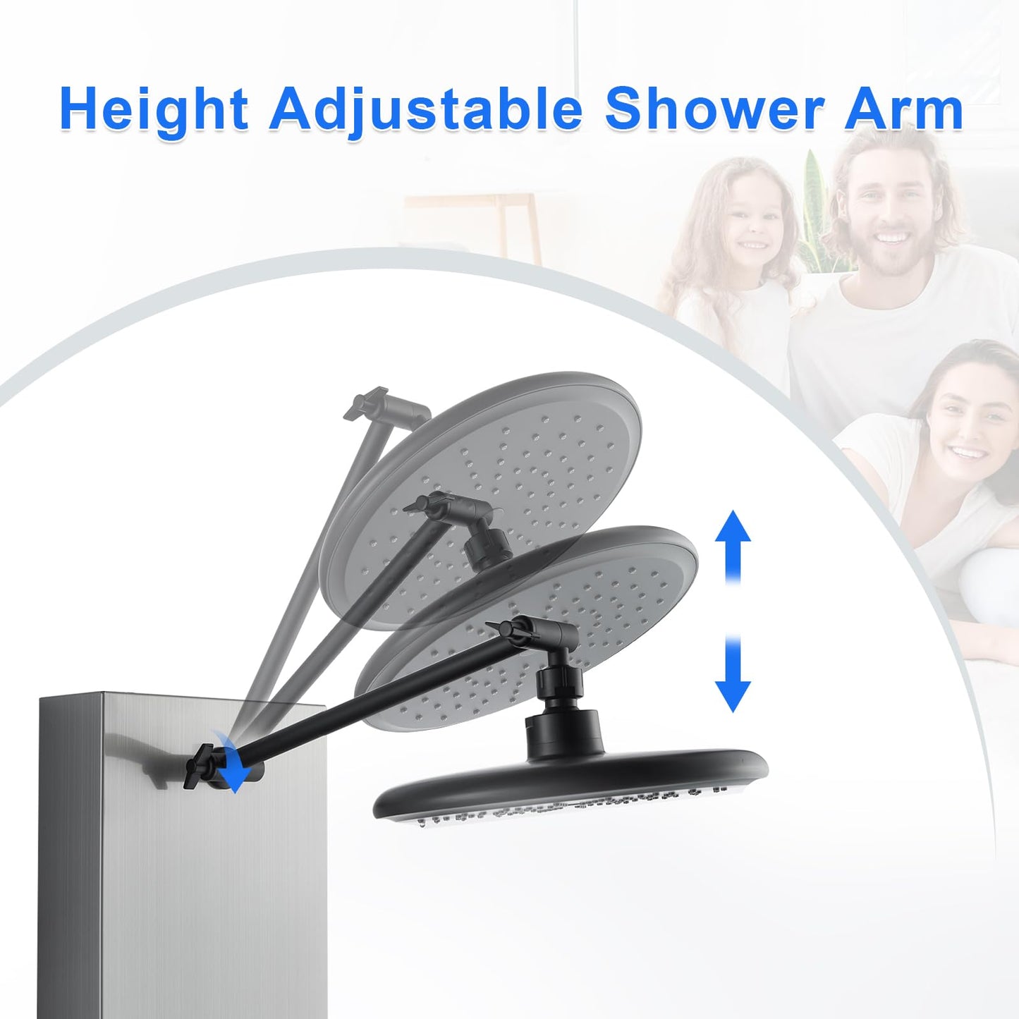POPFLY Shower Panels System with 8-inch Rainfall Shower and Shelf, Shower Tower with Adjustable Head, 6 Body Jets and 5-Setting Handheld Shower, Brushed Nickel, Stainless Steel