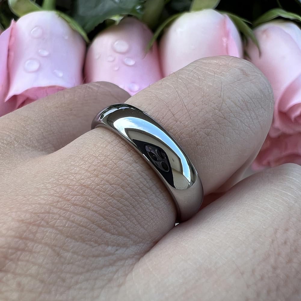 TUTISS 5mm Tungsten Carbide Rings for Men Women Engagement Wedding Bands Domed Polished Shiny Comfort Fit Size 13