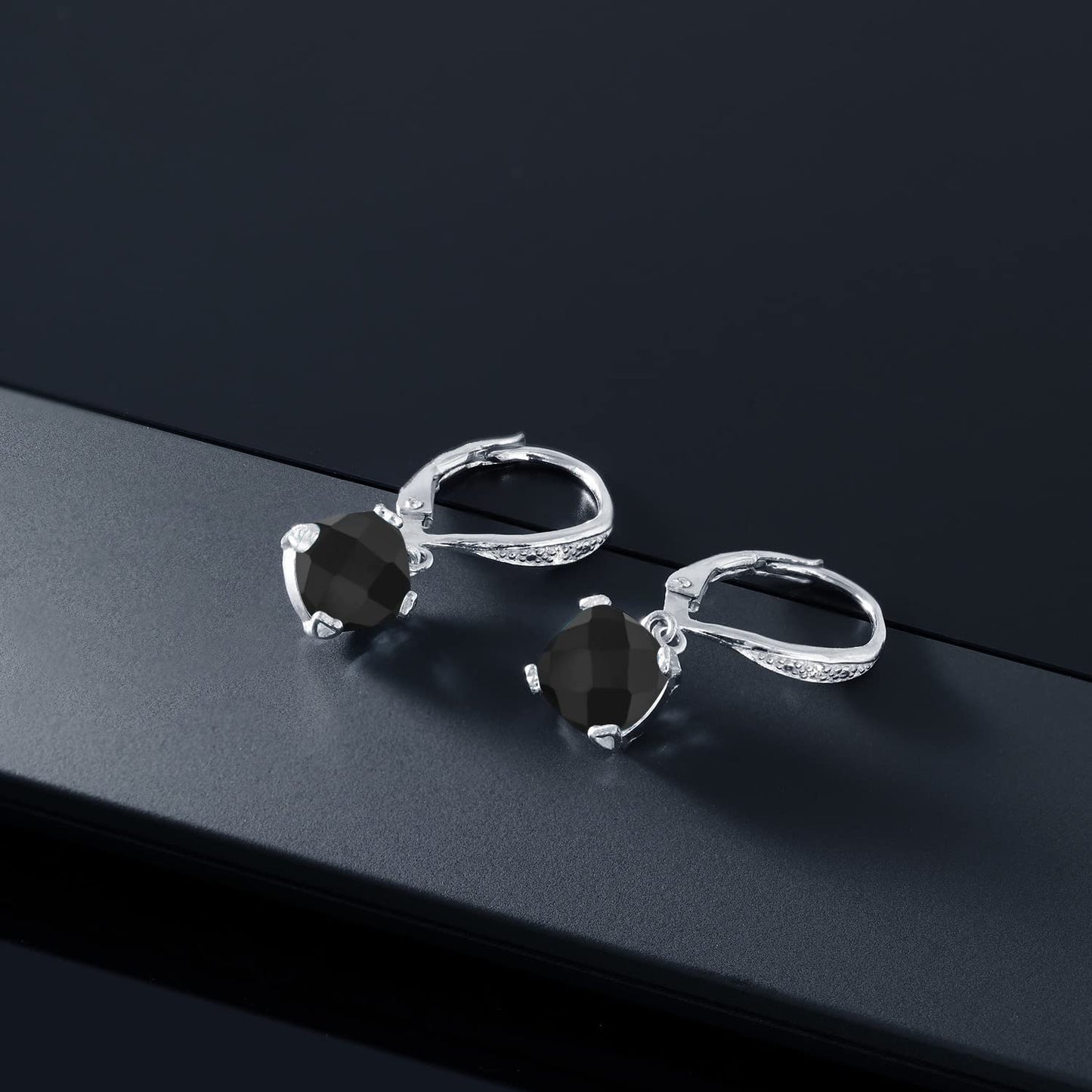 Gem Stone King Drop Dangle Earrings For Women | 7MM Cushion Cut Gemstone Birthstone and White Diamond | 925 Sterling Silver | Fine Jewelry Gifts for Mom Wife Women Her