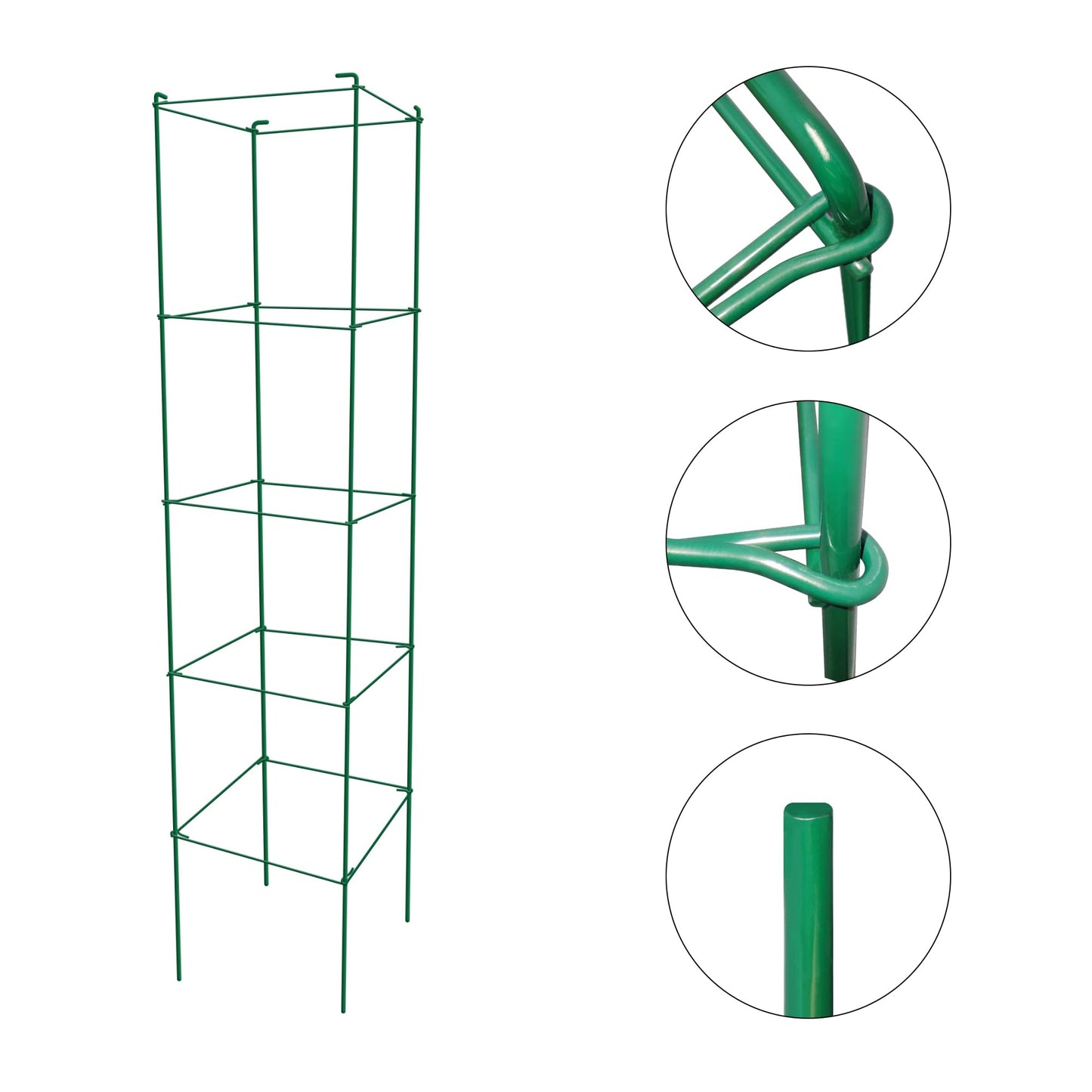 Thealyn Tomato Cages 6 Packs 46 Inches (H) Plant Stand with 164 Feet Twist Ties, Heavy Duty Garden Plants Support for Tomatoes, Cucumber, and Other Climbing Plants (Green)