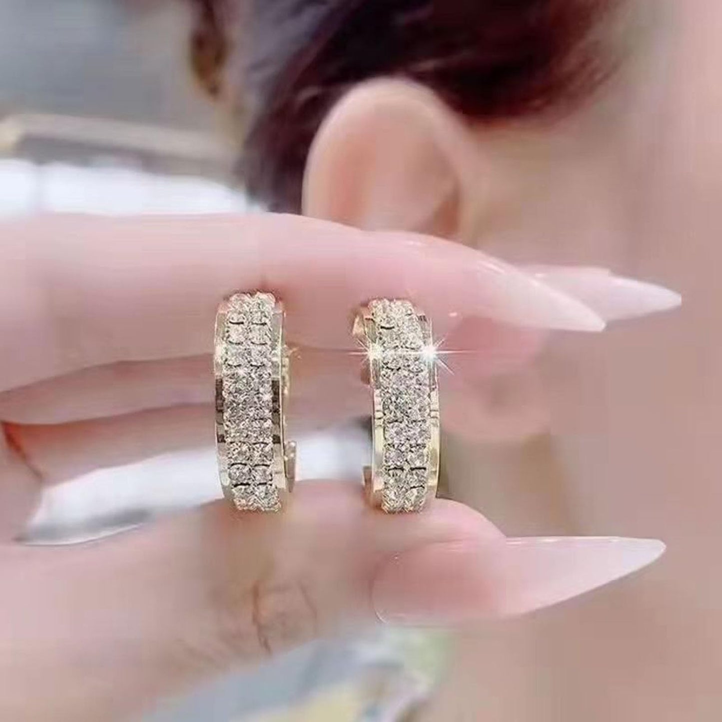 Lymphatic Activity Hoop Earrings, Lymphatic Drainage Slimming Hoop Earrings Lymphvity Germanium Earrings Cubic Zirconia Earrings Jewelry Gifts for Women (gold)