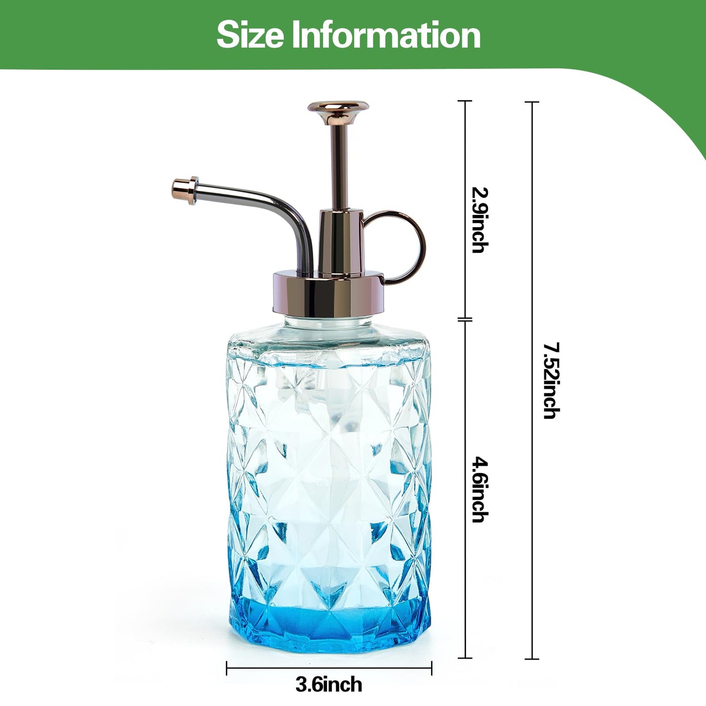 XXXFLOWER Upgraded Glass Plant Mister Spray Bottle 0.33L/11.15oz Decorative Spritzer Watering for Indoor House Plant Spritzer Succulent Watering Bottle
