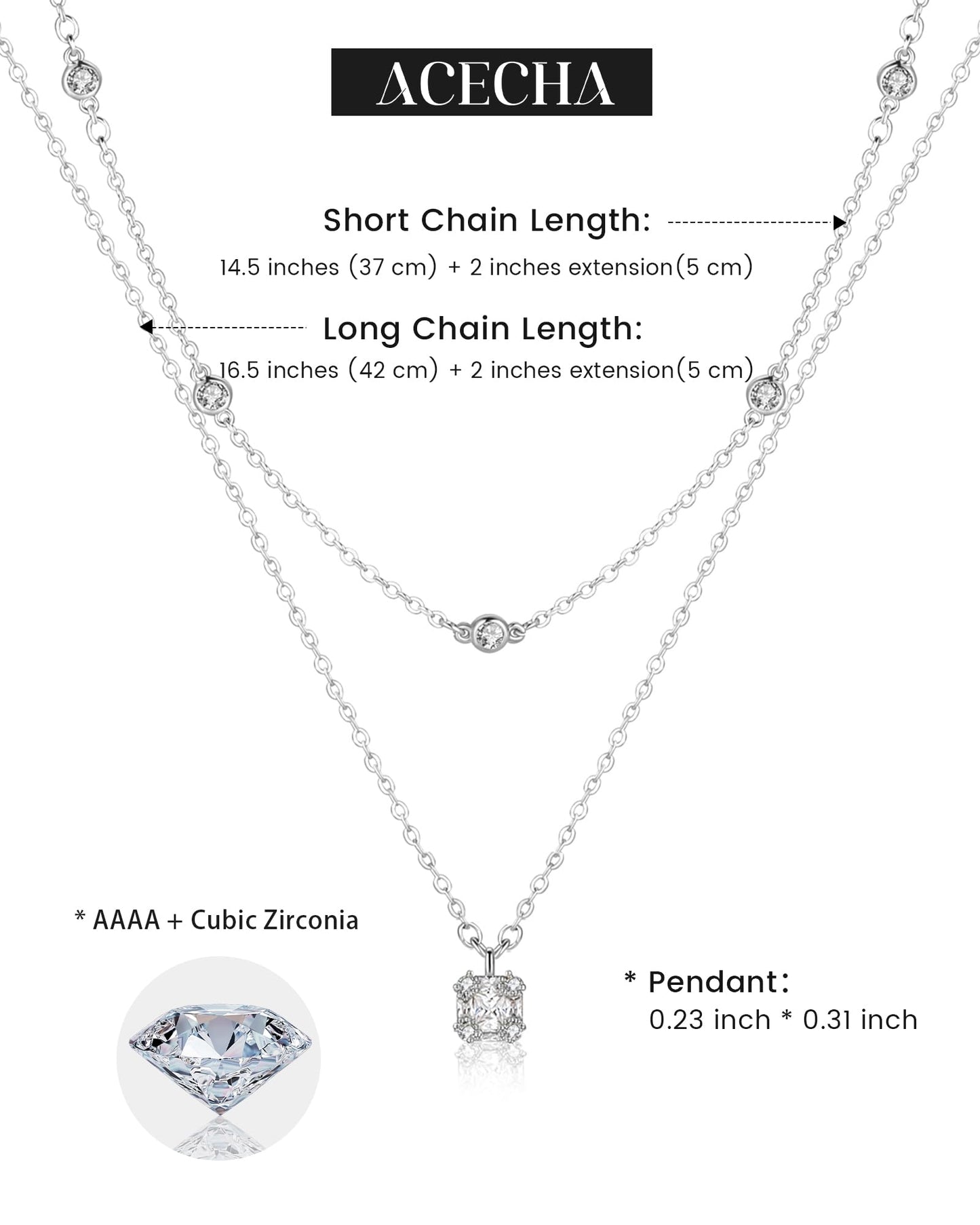 ACECHA Diamond Necklaces for Women, Dainty 18K Gold Plated Necklaces CZ Layered Choker Pendant with Pearl Diamond Zircon Cross, Trendy Minimalist Necklace Jewelry Gifts for Women