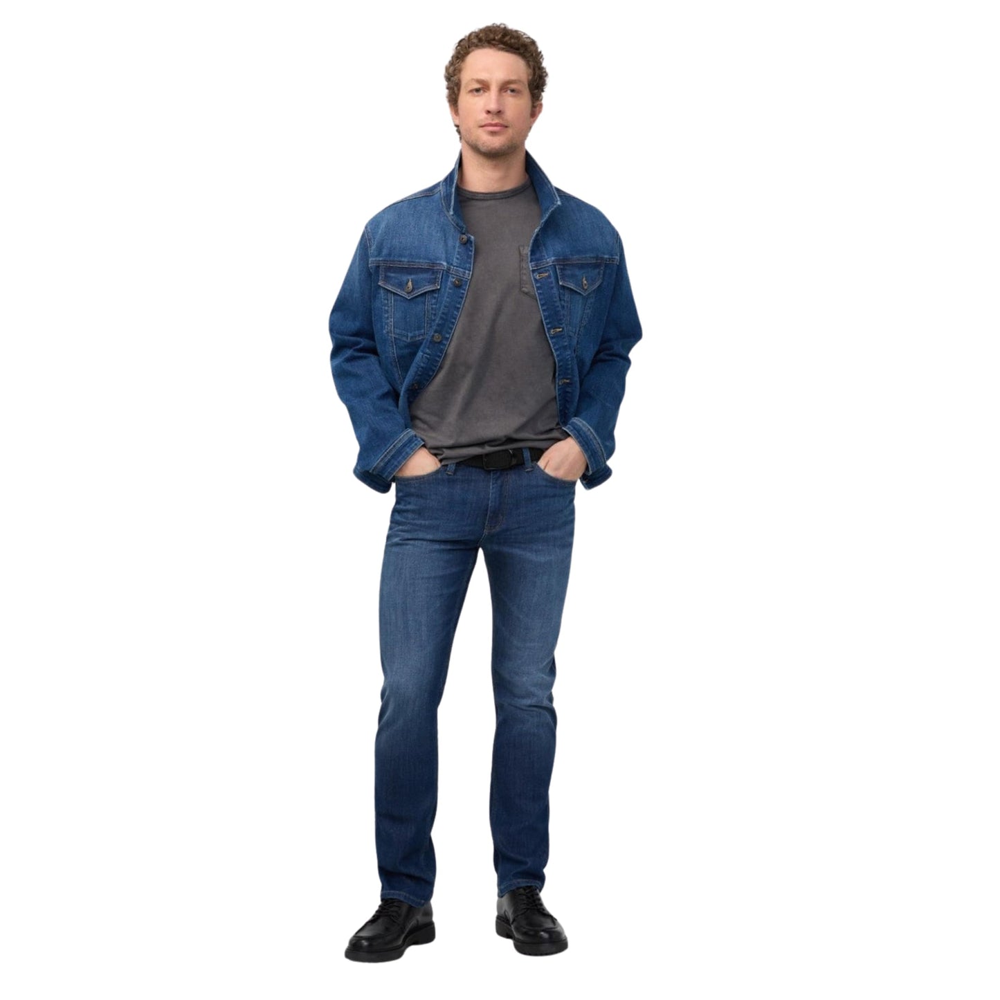 DUER Men's Performance Denim Slim Straight, Stretch Pants, Durable Work Comfort, Active Travel Gear, Ocean Swell (32W x 30L)