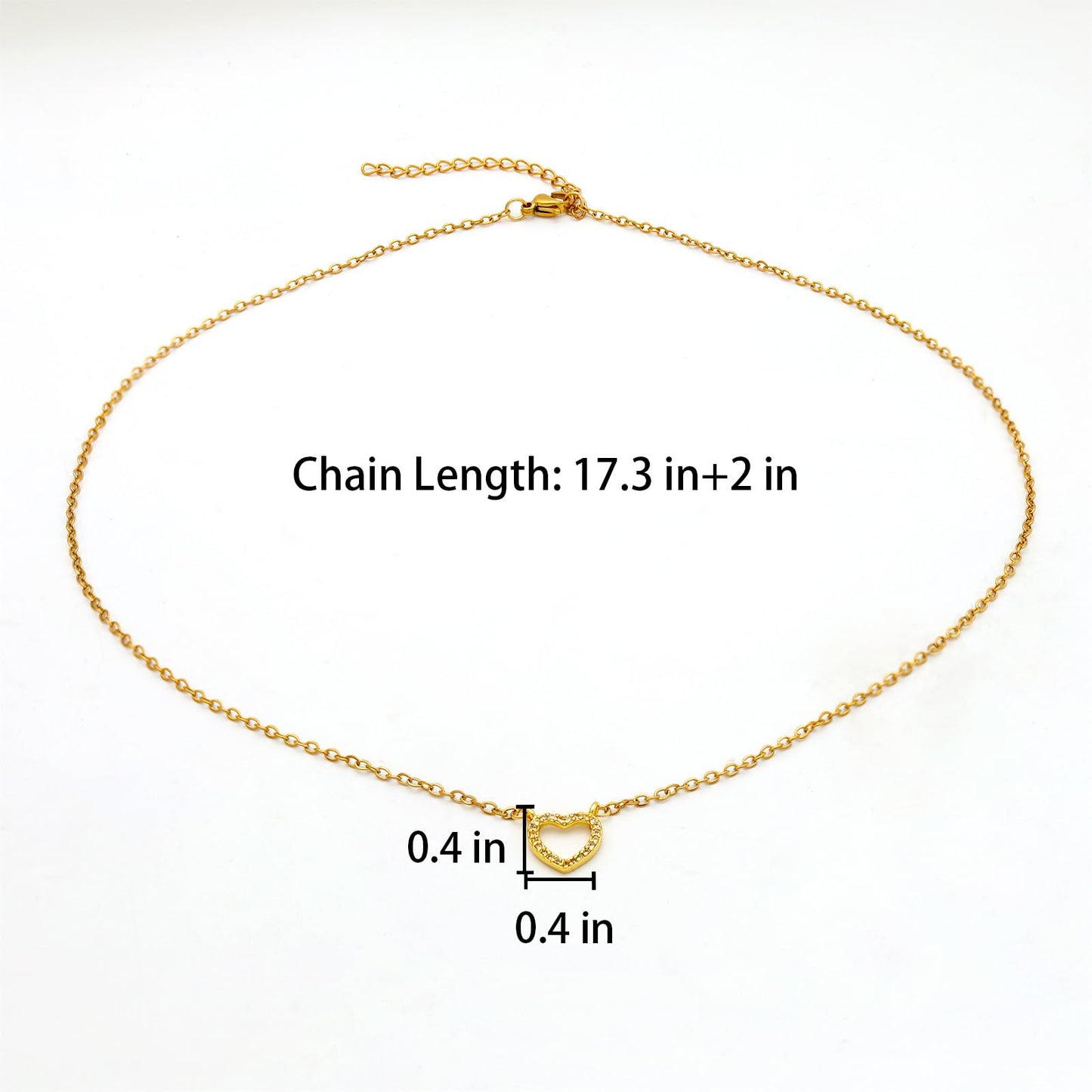 MAIKERDER 14K Gold Plated Cubic Zirconia Heart Necklace Cute Dainty Love Pendant Necklaces for Women Non Tarnish 17 Inches
