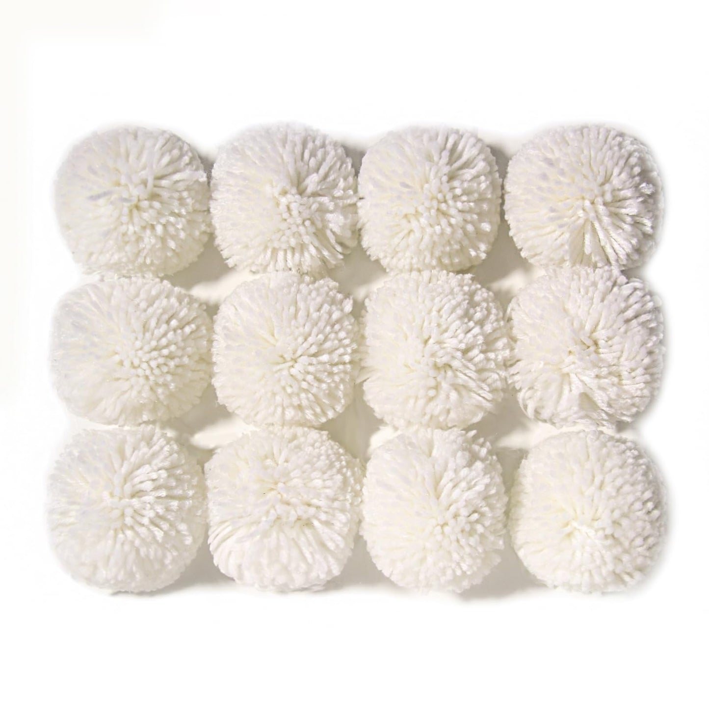 Pack of 12 Yarn Pom Poms for Hats 8CM-3INCH Party Supplies Handmade Detachable Art and Craft Fuzzy Pom Poms Decorative Accessories (White)
