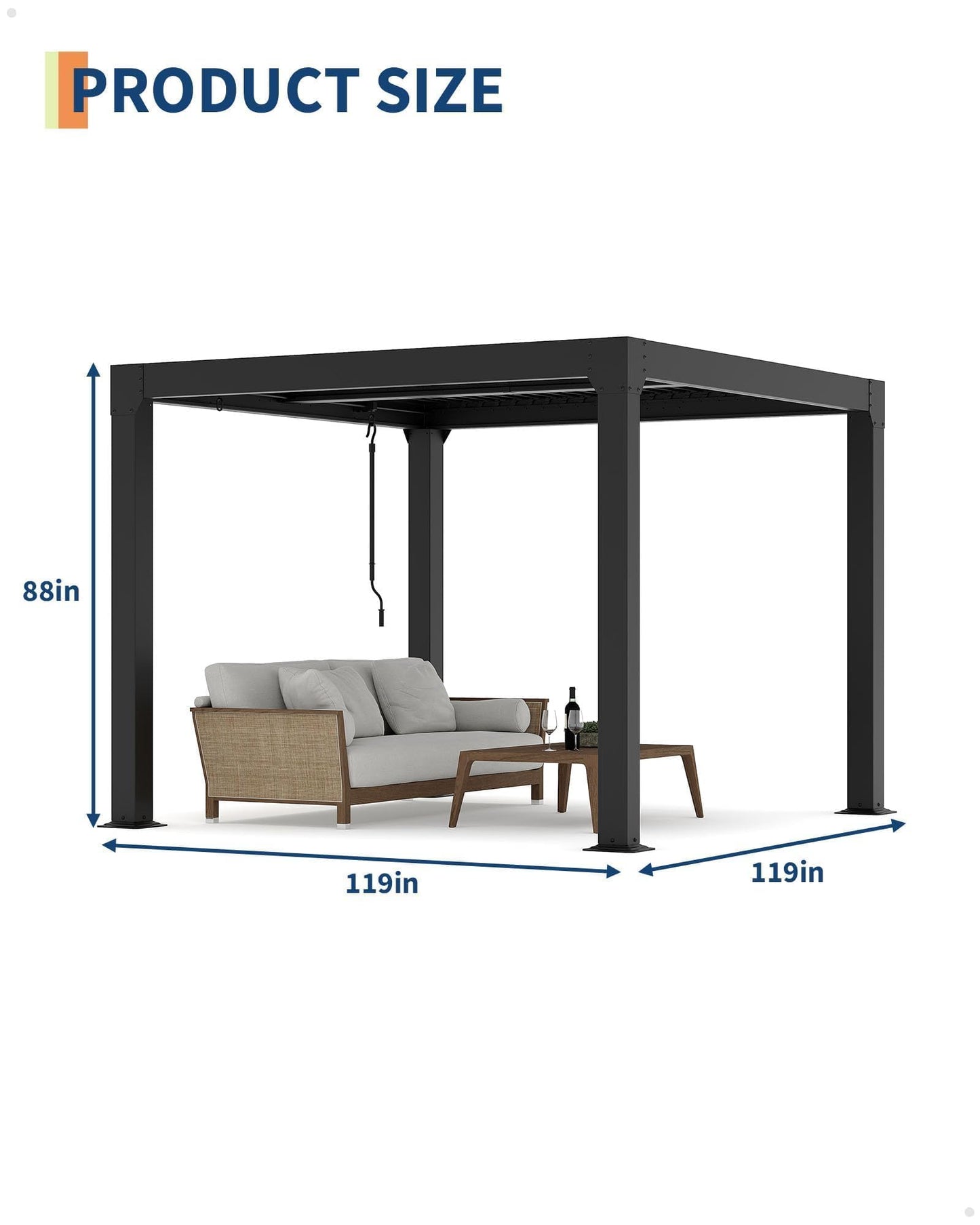 10x10 FT Louvered Pergola Outdoor Pergola with Roof, Adjustable Aluminum Louvers, Drainage System, Patio Gazebo, Pergolas for Patios, Garden & Backyard Outdoor Shade