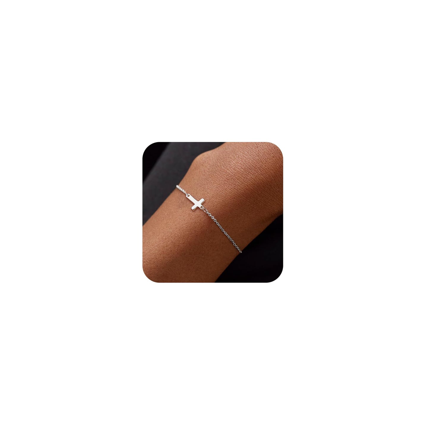 Tewiky Cross Bracelet for Women Dainty 14k Gold Plated Cubic Zirconia Cute Tiny Bracelet Confirmation Gifts for Women
