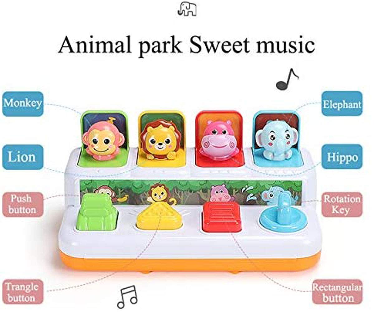 YMDLY Toys Animal Park Interactive Pop Up Music Toy,Up- Early Education Activity Center Toy, Ages 7 8 9 10 11 12 Months and up Infant Toddlers Toys.