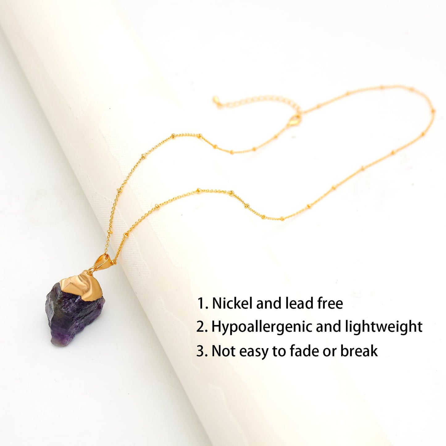 MAIKERDER Crystal Necklaces for Women, 14K Gold Plated Handmade Gem Necklace Healing Crystals and Stones Non Tarnish 18 Inches
