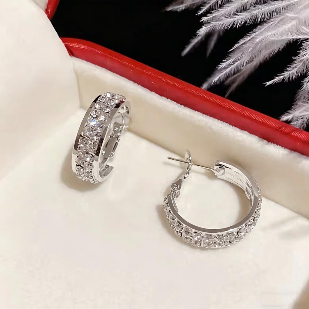 Lymphatic Activity Hoop Earrings, Lymphatic Drainage Slimming Hoop Earrings Lymphvity Germanium Earrings Cubic Zirconia Earrings Jewelry Gifts for Women (silver)