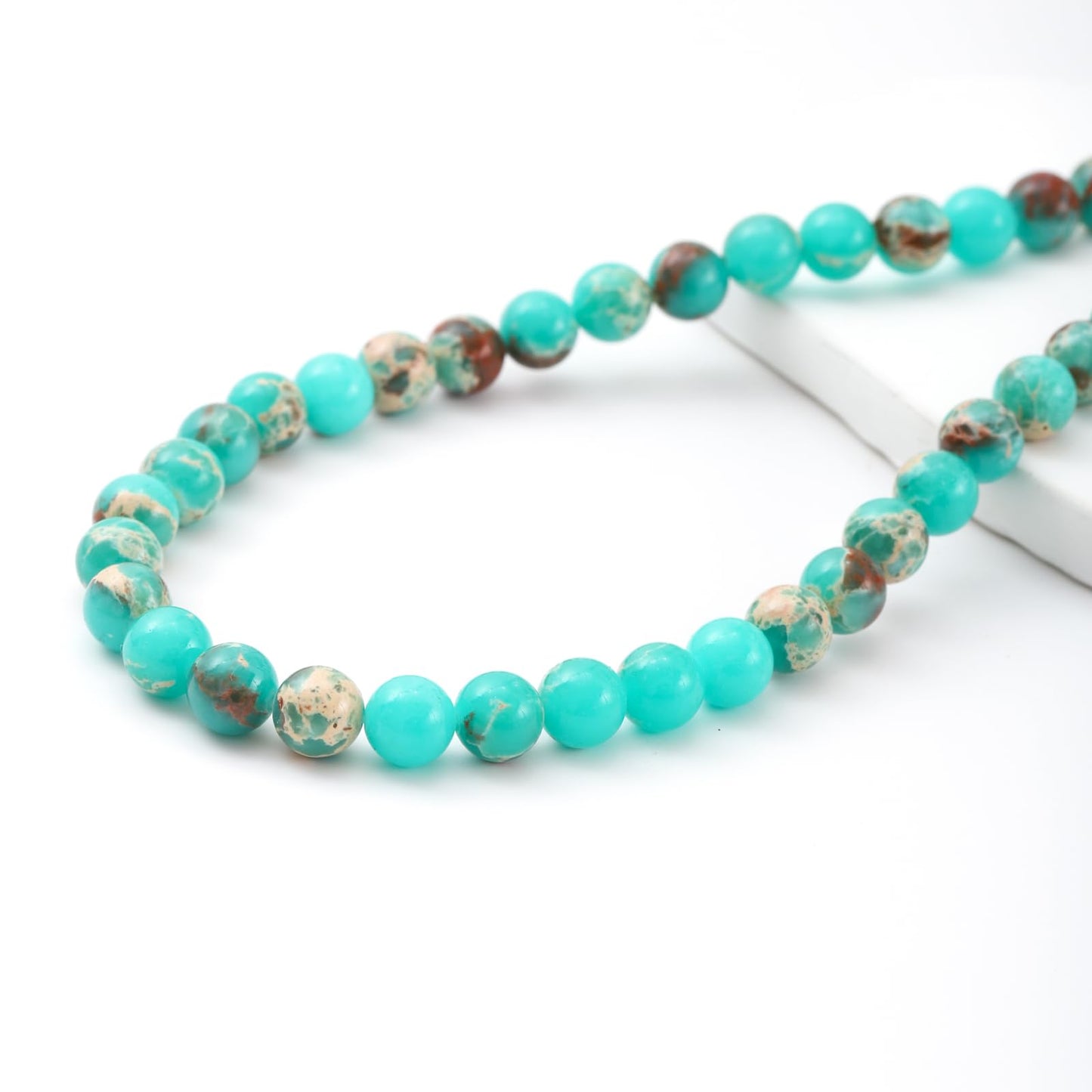 6mm 60pcs DIY Natural Green Imperial Jasper Stone Beads Round Healing Crystal Gemstone Loose Beads for Jewelry Making Handmade Bracelet Necklace