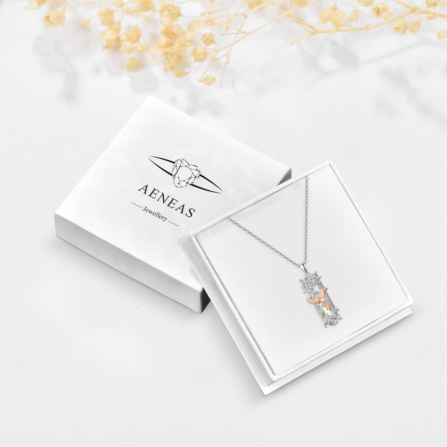 AENEAS Valentines Day Gifts for Women Her Tree of life Necklace for Women 925 Sterling Silver AB Crystal Pendant Phoenix Rising Jewelry Tree of life Gift for Women Wife Her