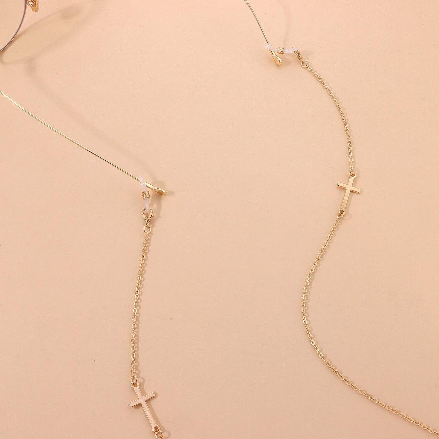 AllenCOCO Cross Glasses Chain, Glasses Strap For Women Sunglasses - 14K Gold Eyeglasses Chain, Eye Glasses Holders Around Neck