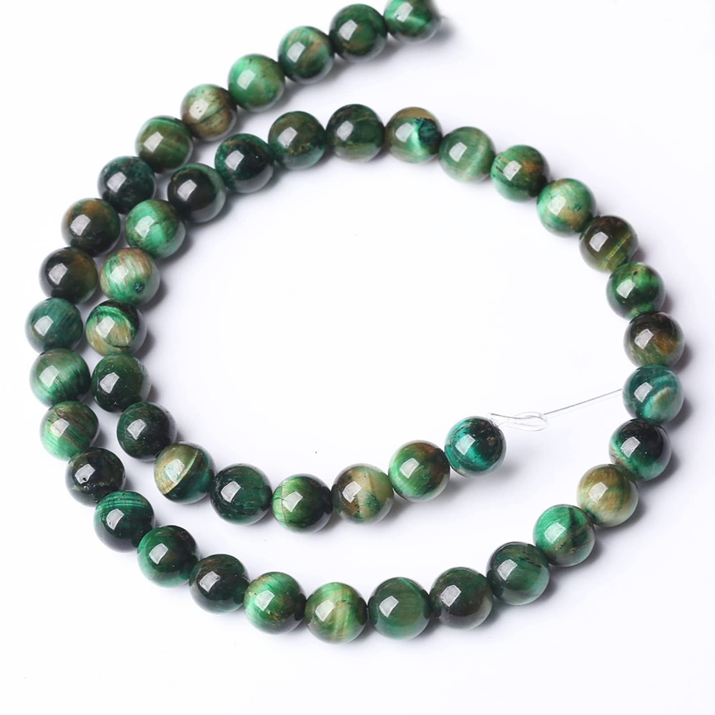 10MM 36PCS Natural Multi Green Tiger Eye Stone Beads for Jewelry Making DIY Bracelet
