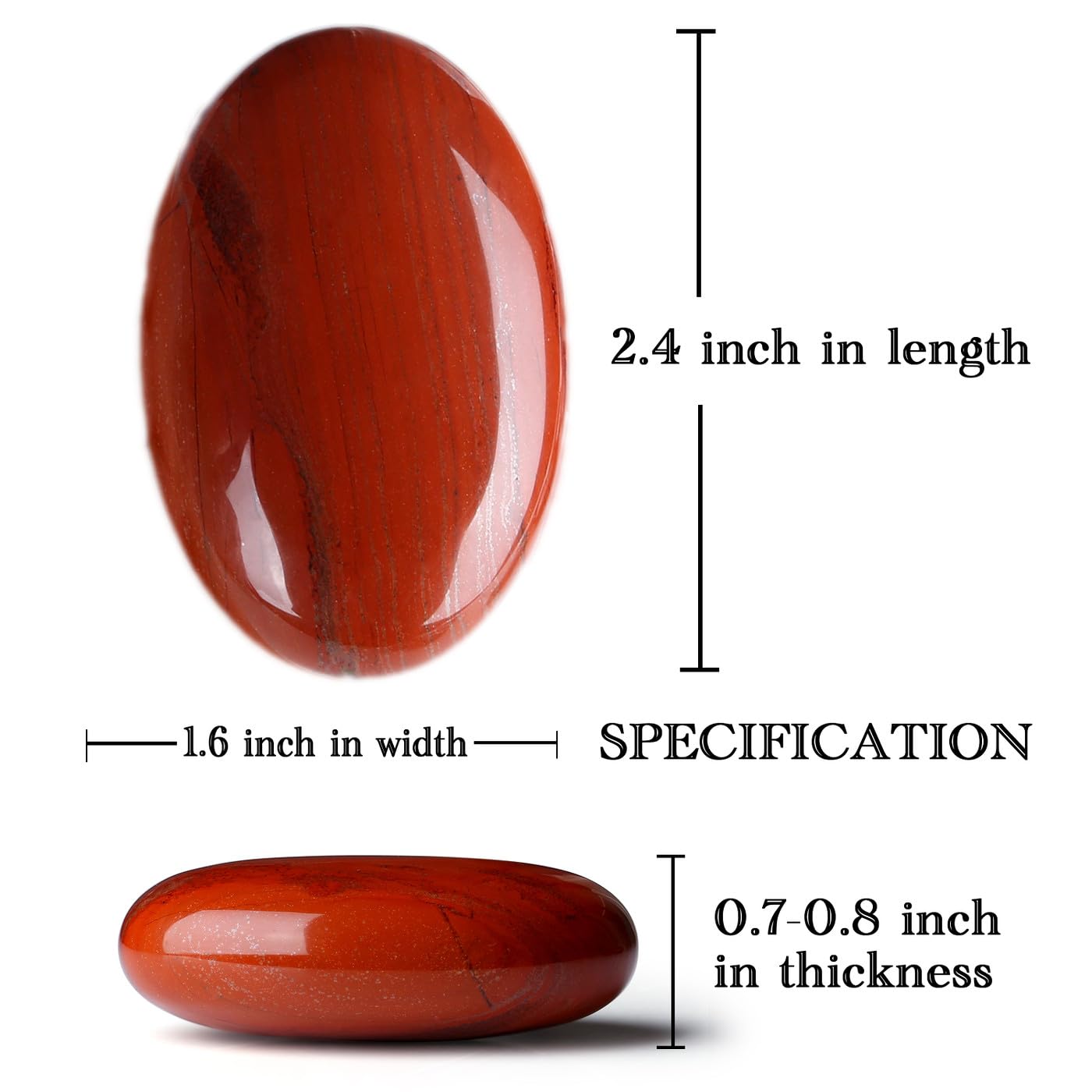 MAIBAOTA 2.4" Large Red Jasper Crystals Stone Polished Palm Stone Healing Crystals 0.7" Thick Natural Reiki Gemstone Worry Stone Energy Balancing Anxiety Stress Relief Meditation 1 Pc