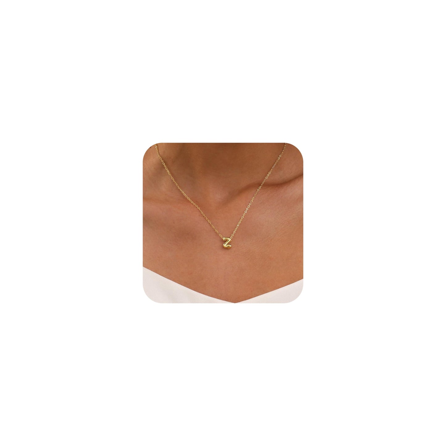 CUEZIY 14K Gold Plated Bubble Letter Necklace Initial Necklaces for Women Dainty Personalized Charm Pendant Name Necklace Cute Non Tarnish Fashion Accessories Teen Gift Trendy Stuff Jewelry Gifts