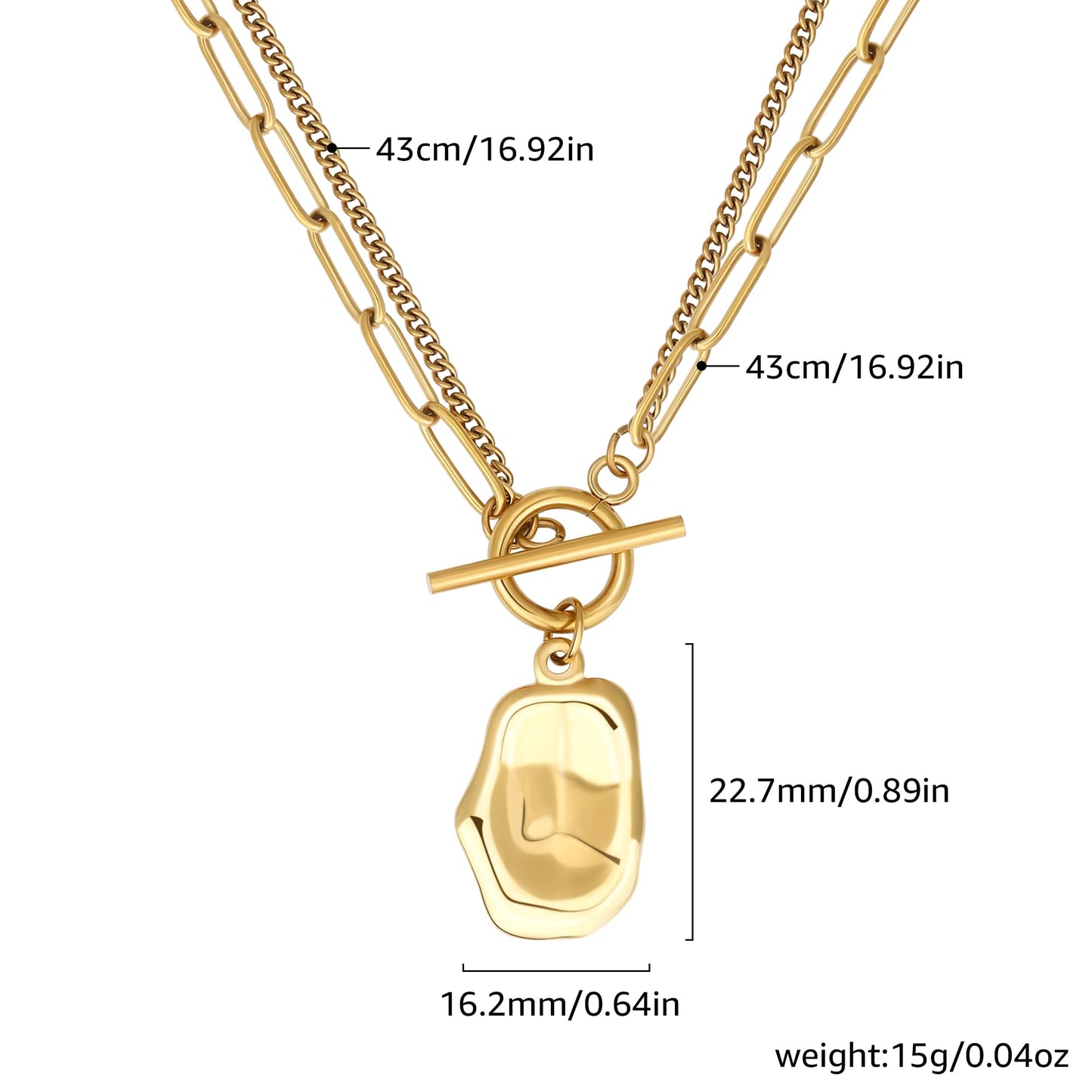 BONJOULRY Chunky Gold Necklace for Women, 18K Waterproof Heart Necklace Statement Necklace Gold Charm Necklace Chunky Jewelry Paperclip Chain Choker Gift for Women (Baroque Lumina)