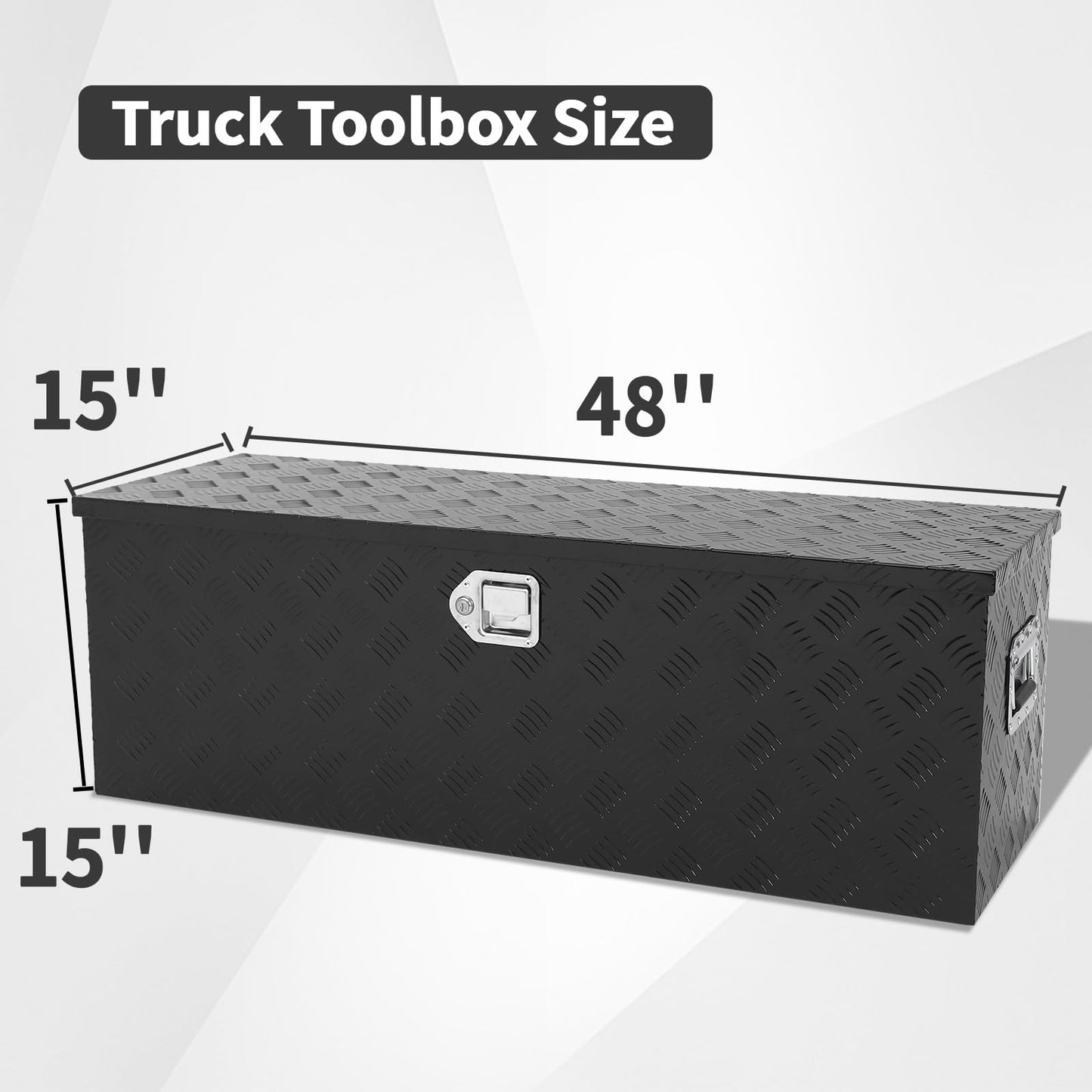 48 inch Truck Tool Box,Aluminum Truck Bed Tool Box w/Handled Lock and keys,Universal Fit for Pickup Truck,Trailer,Vehicle,UTV,ATV-Black,48 X 15 X 15 inch