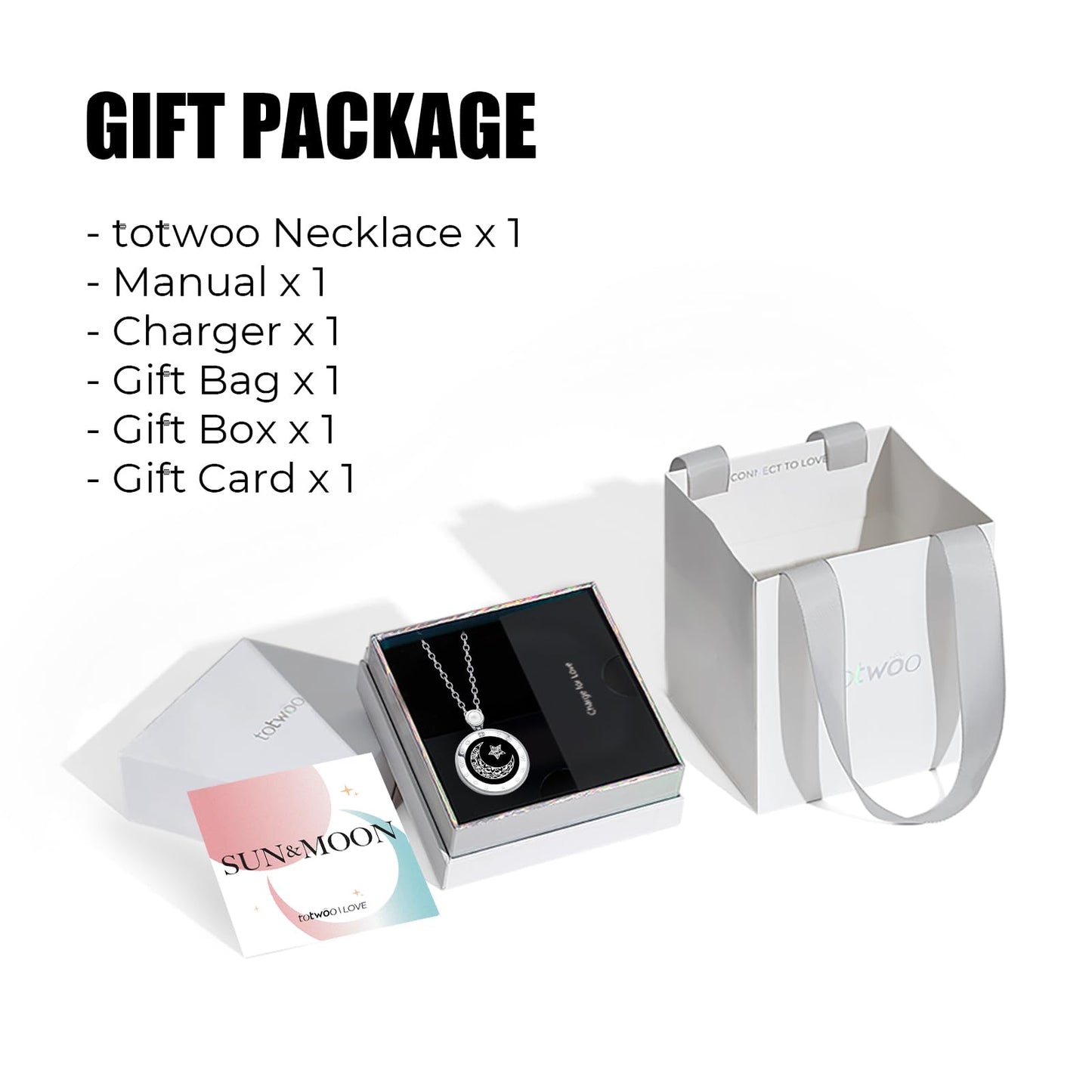 Single Long Distance Touch Necklace for Couples, Vibration & Light Up Smart Love Jewelry, Long Distance Relationship Gifts for Girlfriend Boyfriend Her Him, One-to-One Bluetooth Pairing via the Companion App, Silver Moon