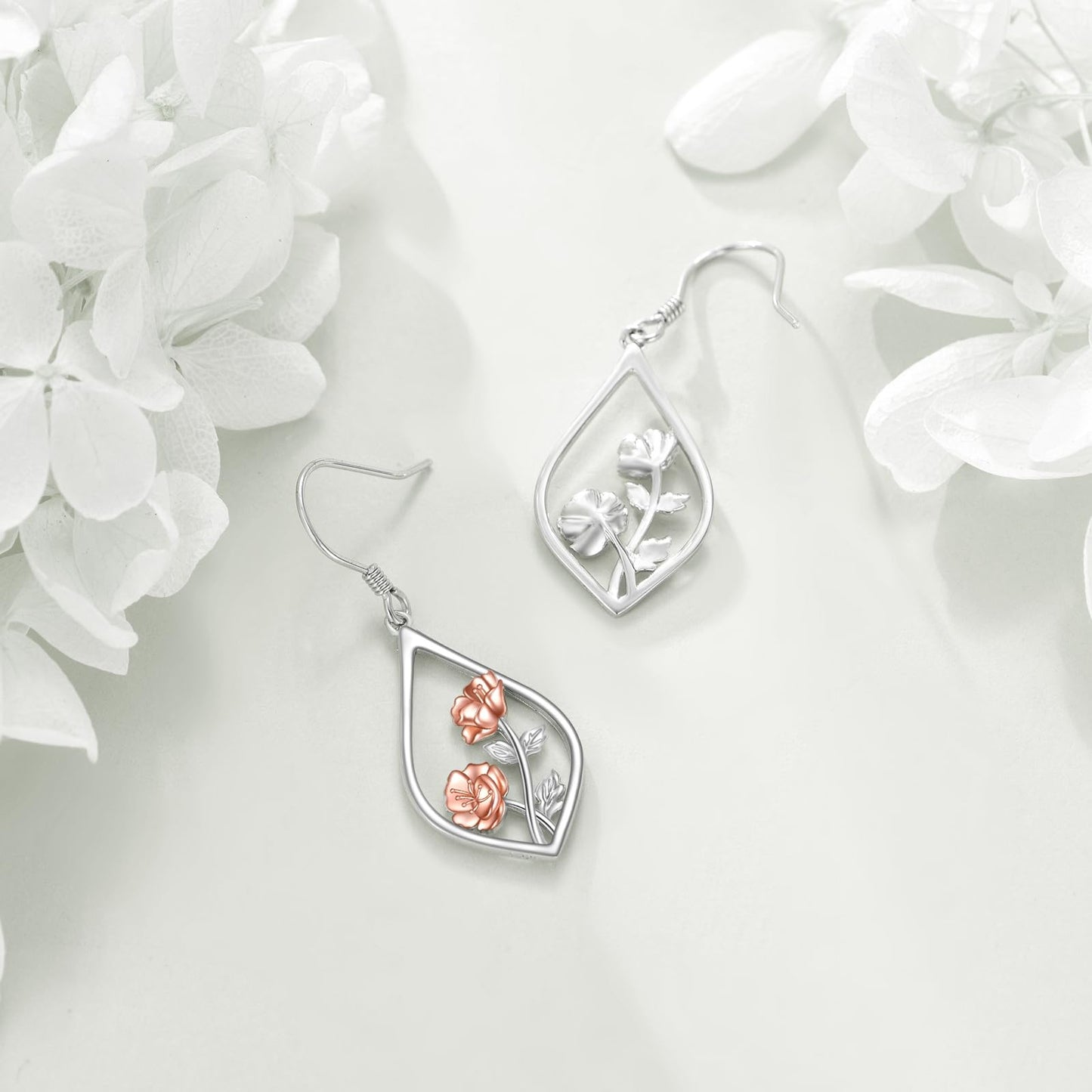 Poppy Earrings 925 Sterling Silver August Birth Flower Dangle Earrings Teardrop Jewelry Gifts For Women