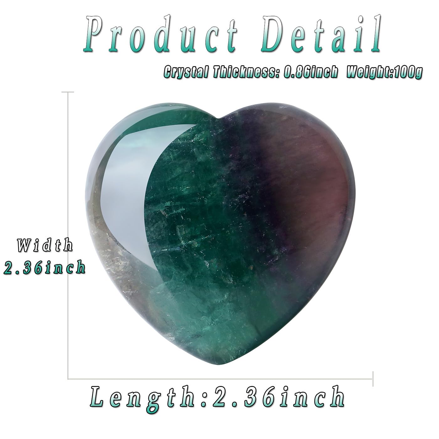 MAIBAOTA 60 mm Fluorite Crystal Healing Crystals Large Heart Love Stone Crystals and Healing Stones Heart Stone for Women Natural Reiki Gemstone Polished Heart Shaped Rocks Meditation