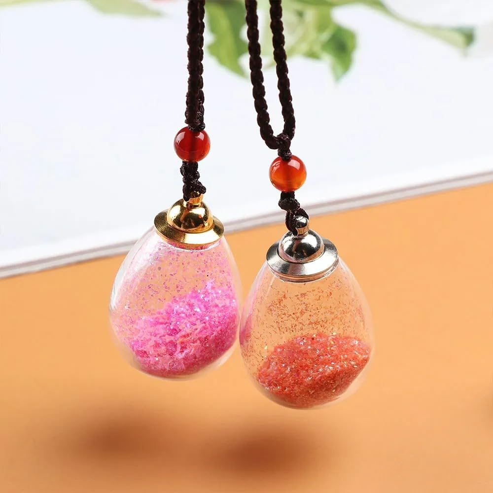 925 Sterling Silver Blood Vial Necklace For Women and Men - Glass Pendant Perfume Bottle - Water Container Jar Necklaces For Liquid Oil Diffuser Jewelry