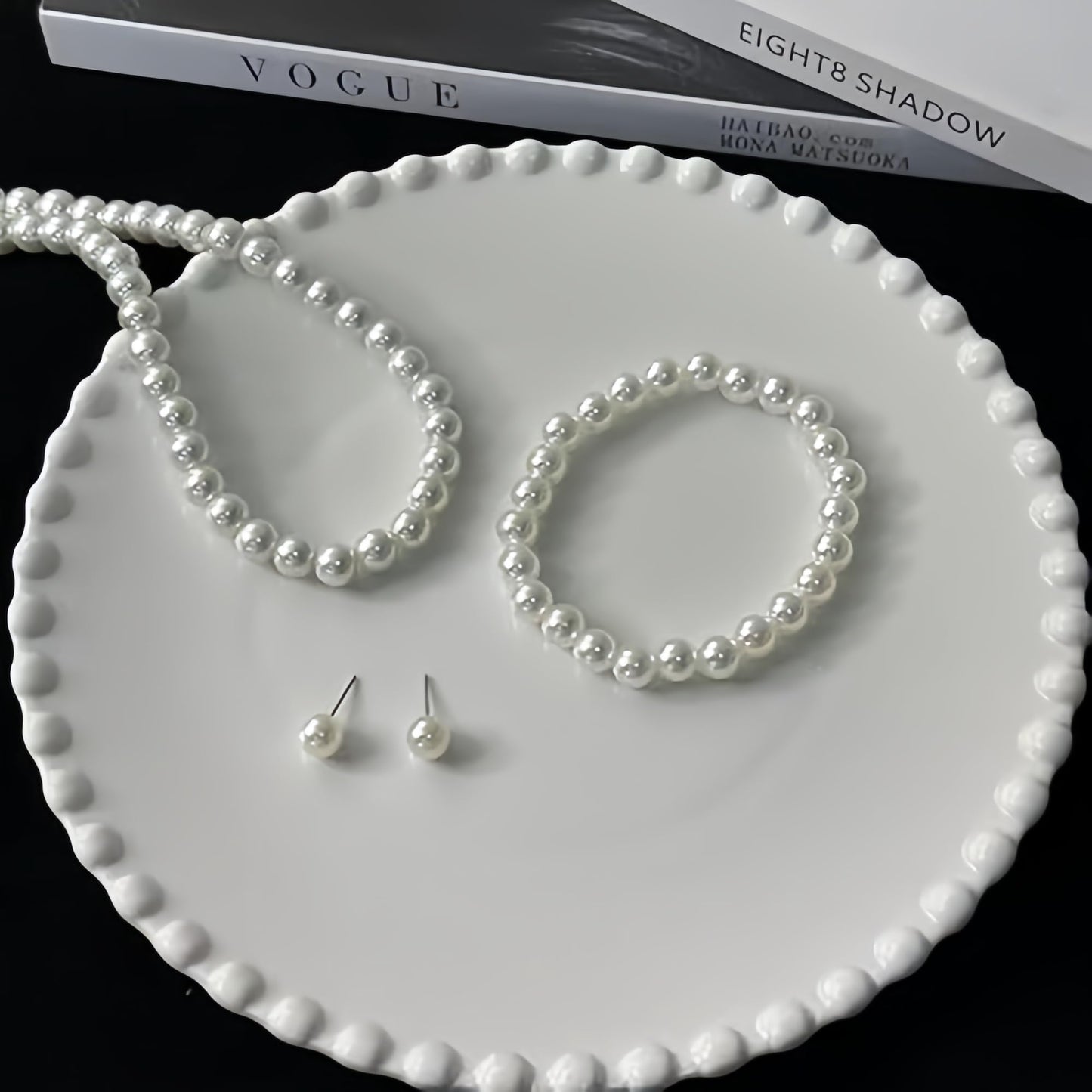 GACEMIU 8mm 9/36/45/108/135 Pcs Glass pearl Necklace Jewelry Necklace Jewelry Set for Women (36, Shell White)