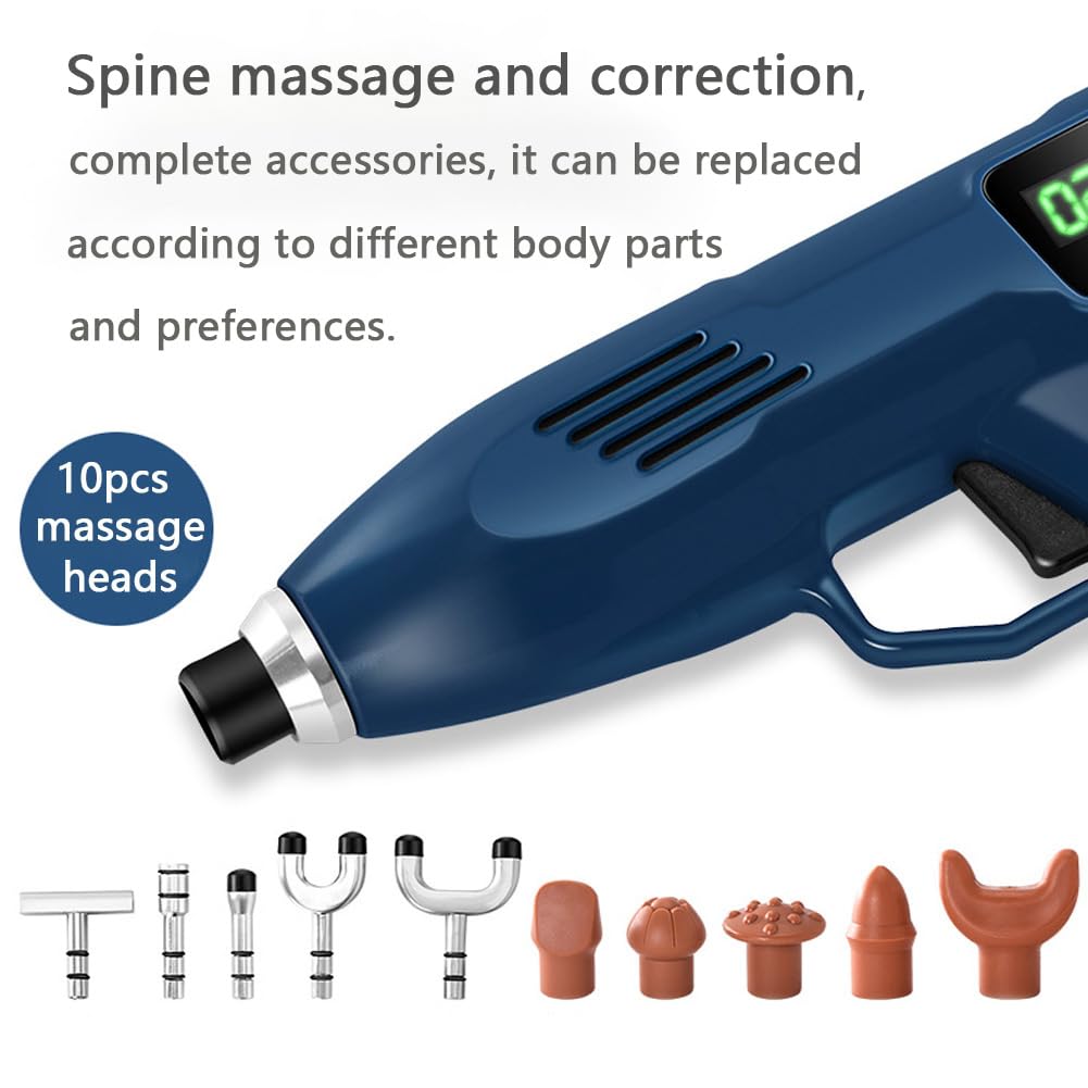 Rebrisbol Electric Chiropractic Massager 1100N, 13 Levels Force Spine Correction Massage, 10pcs Multifuction Massage Heads for Adjusting Chiropractic, Soothing Bones, Massage Acupuncture Points