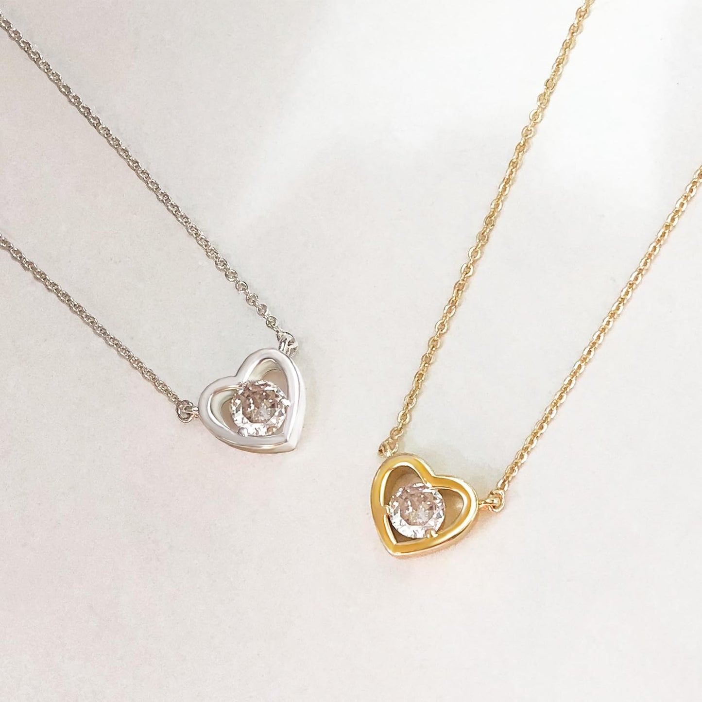 Zeffy Silver Necklace for Women Simple Tiny CZ Heart Pendant Cubic Zirconia Cute Love Necklaces Dainty Sterling Silver Diamond Necklace Heart Choker Trendy Minimalist Jewelry Gifts