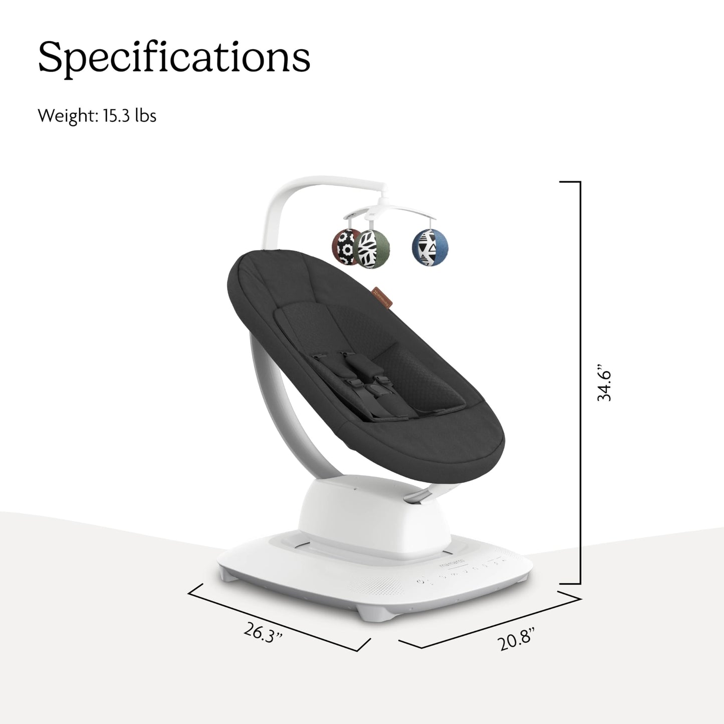 UPPAbaby Mamaroo Smart Swing – Customizable Soothing Modes with MotionSync Technology – Infant Recline + Bluetooth Enabled – Included Newborn Insert – Jake (Charcoal Mélange)