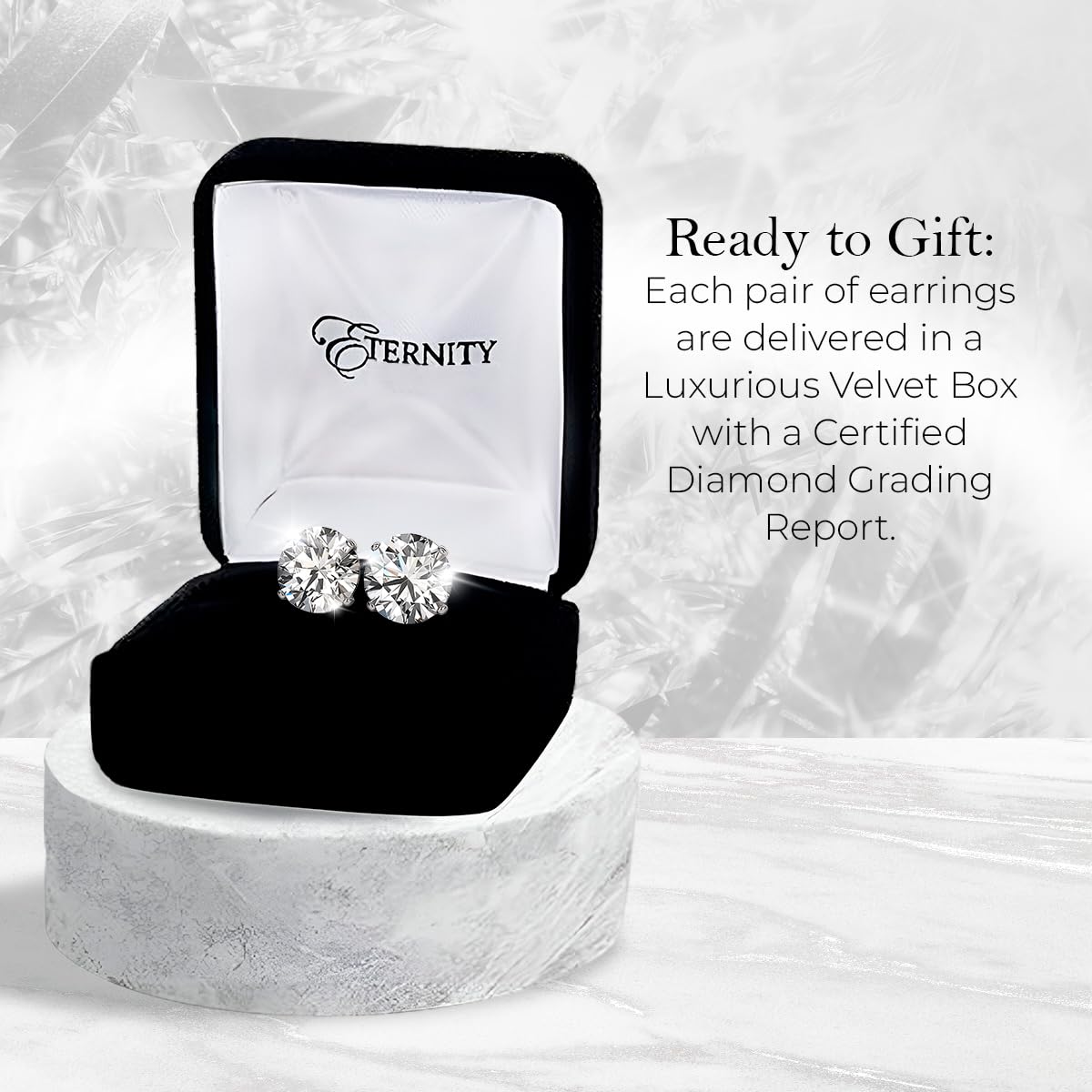Certified 4.0 Carat Lab Grown Diamond Earrings in 14K White Gold, F/VS Quality, Premium Collection of Diamond Stud Earrings for Women and Men, Quality Studs Made in USA