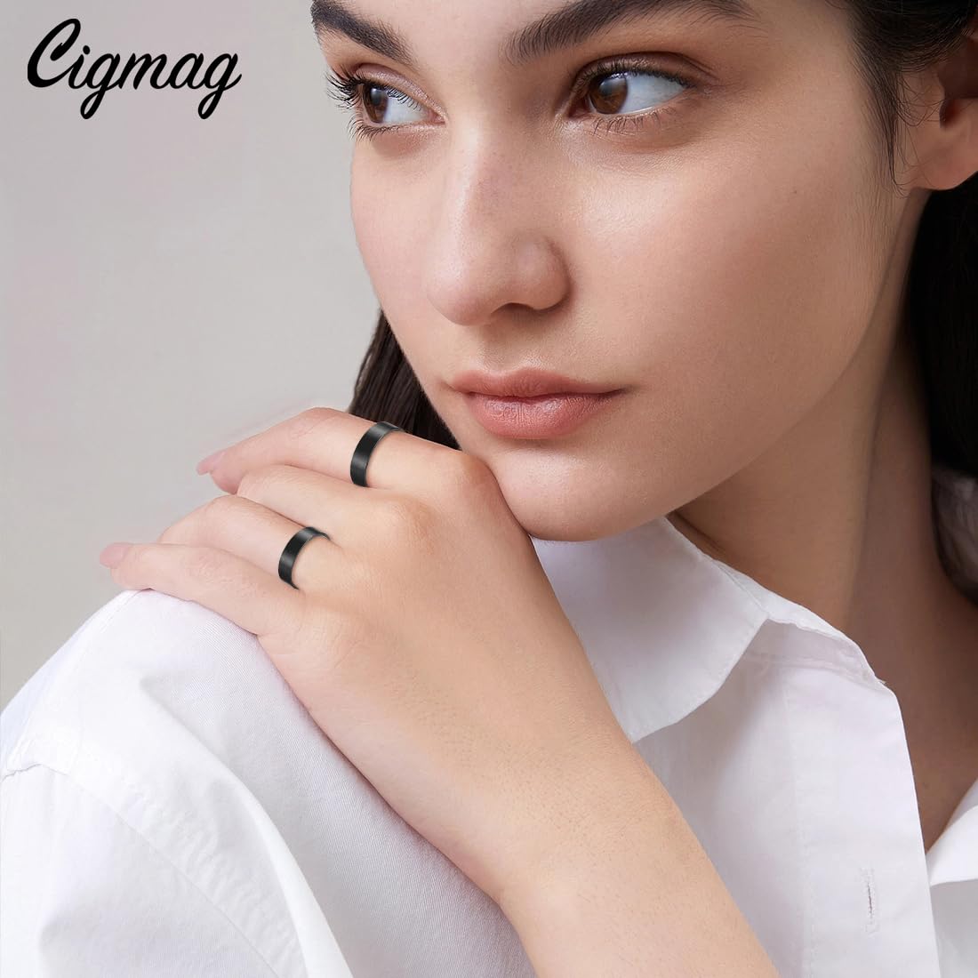 Cigmag 9X Copper Rings for Women Men, with Powerful Magnets, Adjustable Solid Pure Copper (Black Matte)
