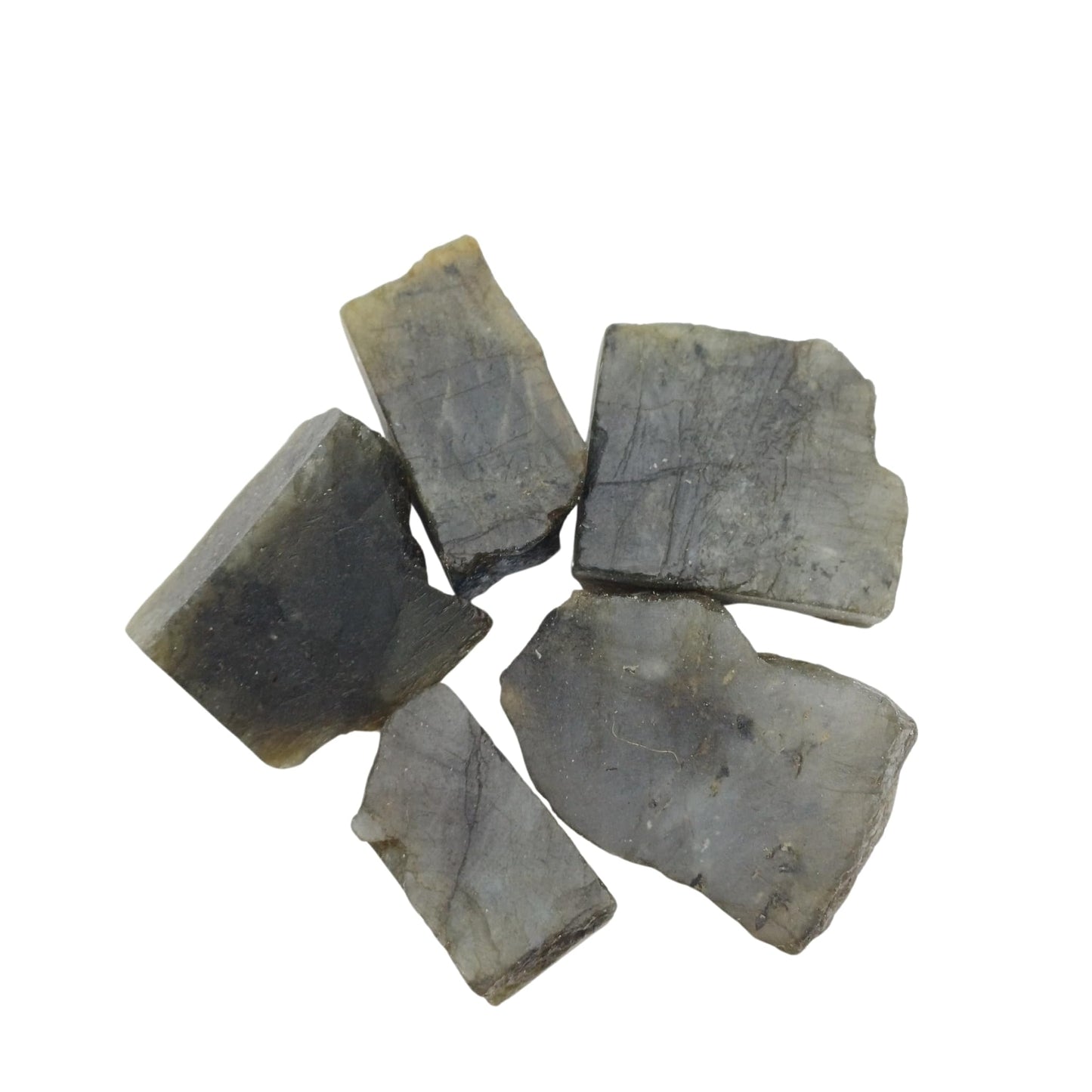 Karma Gems 5 Pcs Labradorite Natural Crystals - Rocks for Tumbling - Raw Cool Agate Crystal Stones - Chakra Healing Gemstones - Meditation and Reiki Stones - Rock Collections for Kids