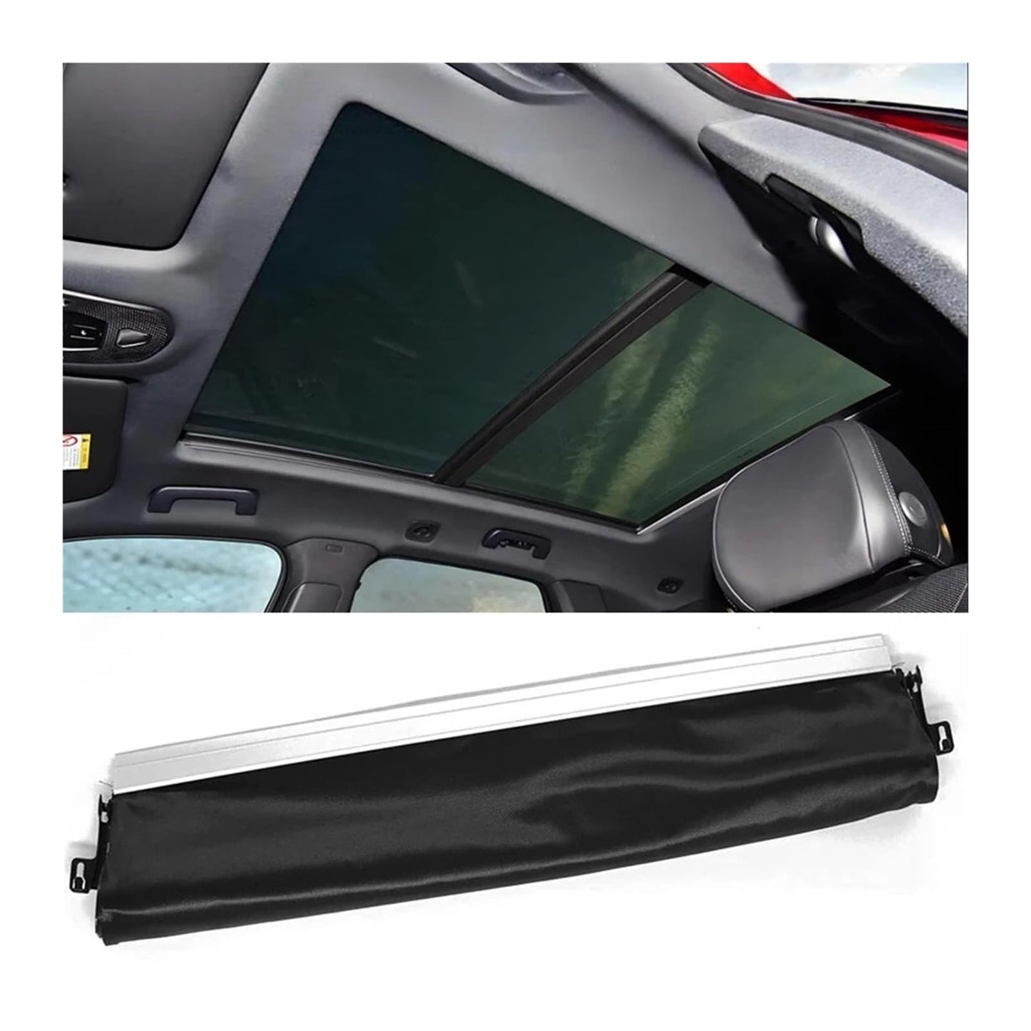 Car Interior Panorama Sunroof Curtain Assembly Skylight Sunshade Cover Compatible for Porsche Cayenne 2011-2018 95856230702(Black)