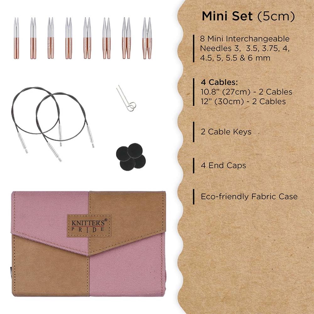 Knitter’s Pride Rosemist Mini Interchangeable Needle Set 2"" (5cm) – 8 US Sizes (2.5 to 10)