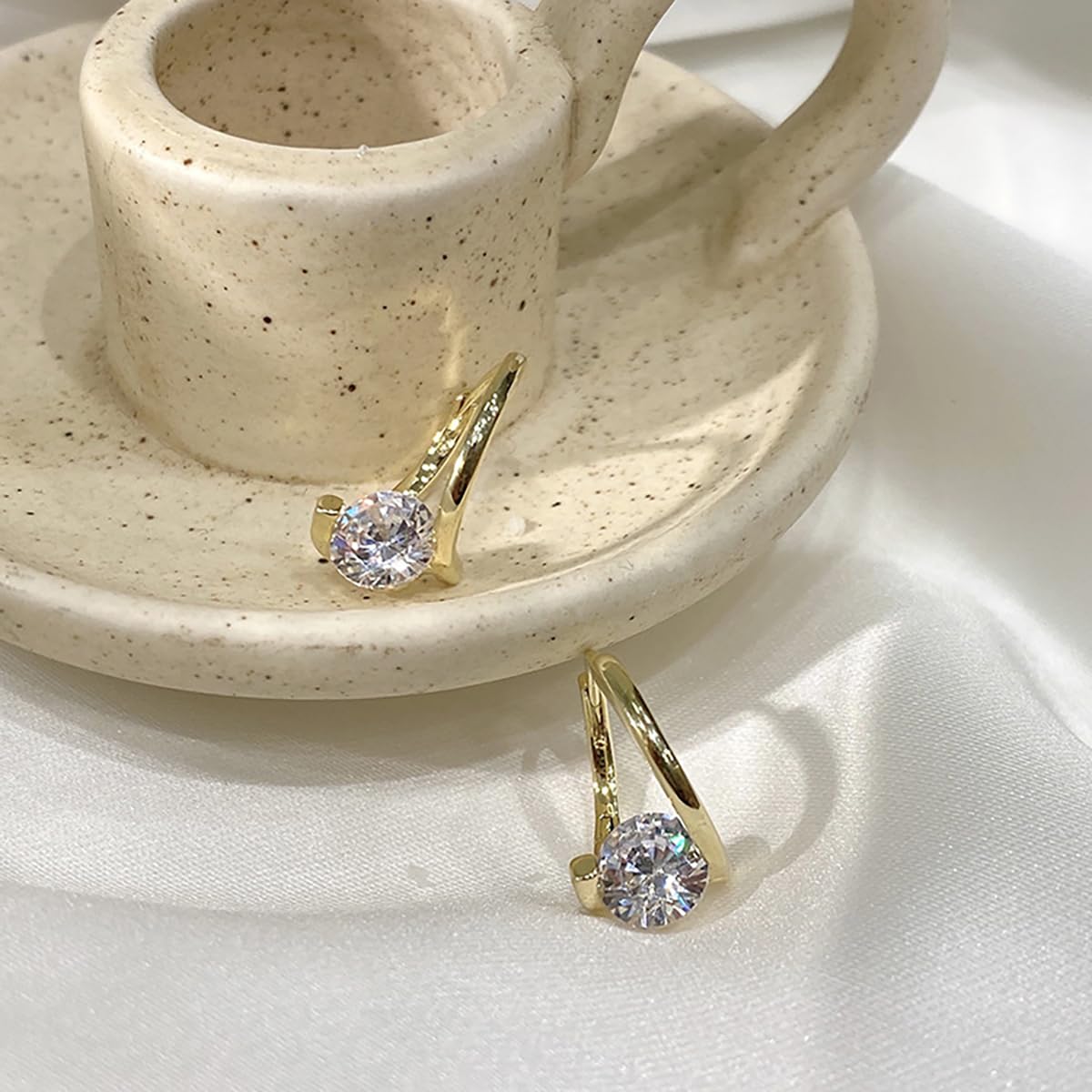 Halolux Lymphvity Germanium Earring for Women Lymphatic Drainage Earring CZ Zircon Acupressure Earrings Atheniz Lymphatic Earrings Dainty Jewelry Gifts (Gold)