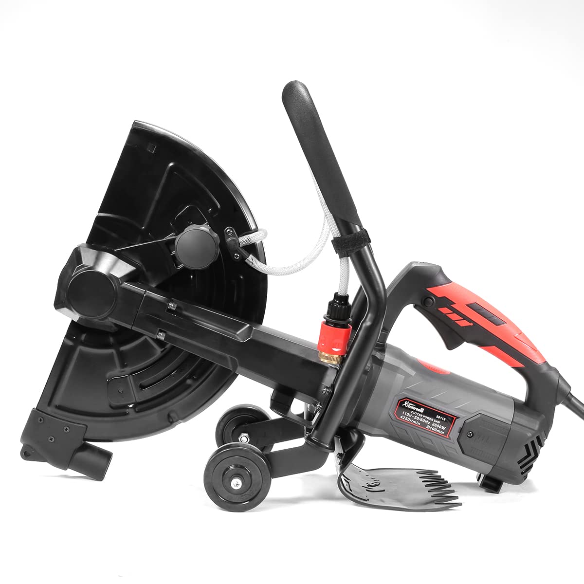 XtremepowerUS 2600W 14" Concrete Saw Electric Cutter Wet/Dry Circular Concrete Cement Cut Off Floor Saw Water Feed Dust Port, Black/Red. Cutting Saw ONLY