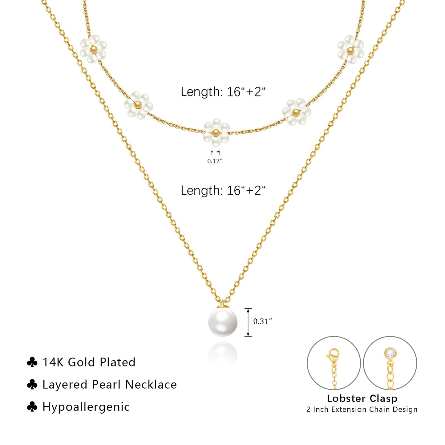 Luxval Layered Gold Pearl Necklaces Dainty Layered Simple Pearls Choker Chain Cute Daisy Pearl Choker Necklace Set Flower Necklaces for Women Trendy Wedding Jewelry Gifts