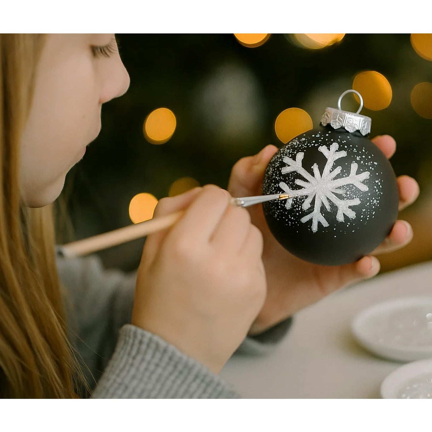 SLEETLY 12pc Matte Black Christmas Ball Ornaments – Plastic DIY Paintable Blank Plain Ornaments, Personalize Holiday Crafts for Kids & Adults - Decorate with Paint, Glitter, Stickers & Markers, 3.15"