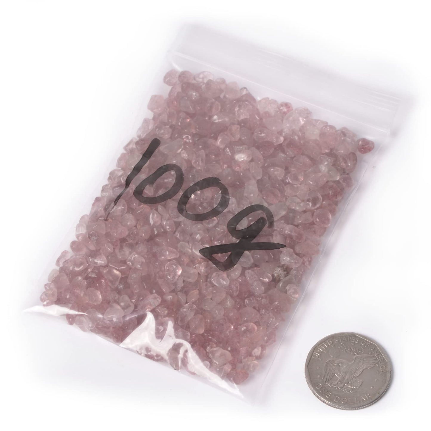 Natural Strawberry Quartz Polished Chips Crushed Tumbled Stone Crystal Healing Embellishments 100 grams