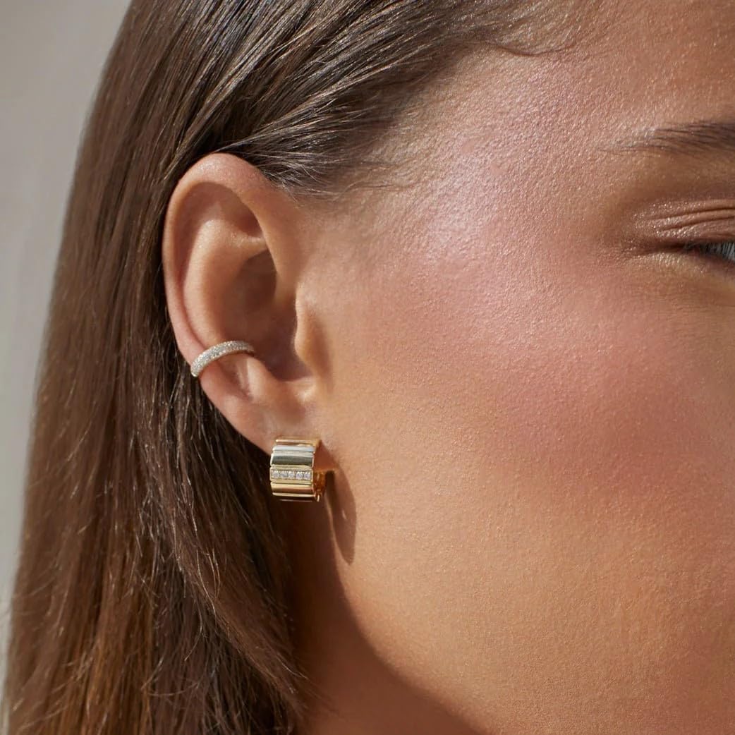 Obidos 14K Gold Plated Small Chunky Open Hoops | Thick Lightweight Hoop Earrings for Women | Trendy Simple Hypoallergenic Fashion Accessories Gold Jewelry Gifts for Womens (Hoops B-Yellow Gold)