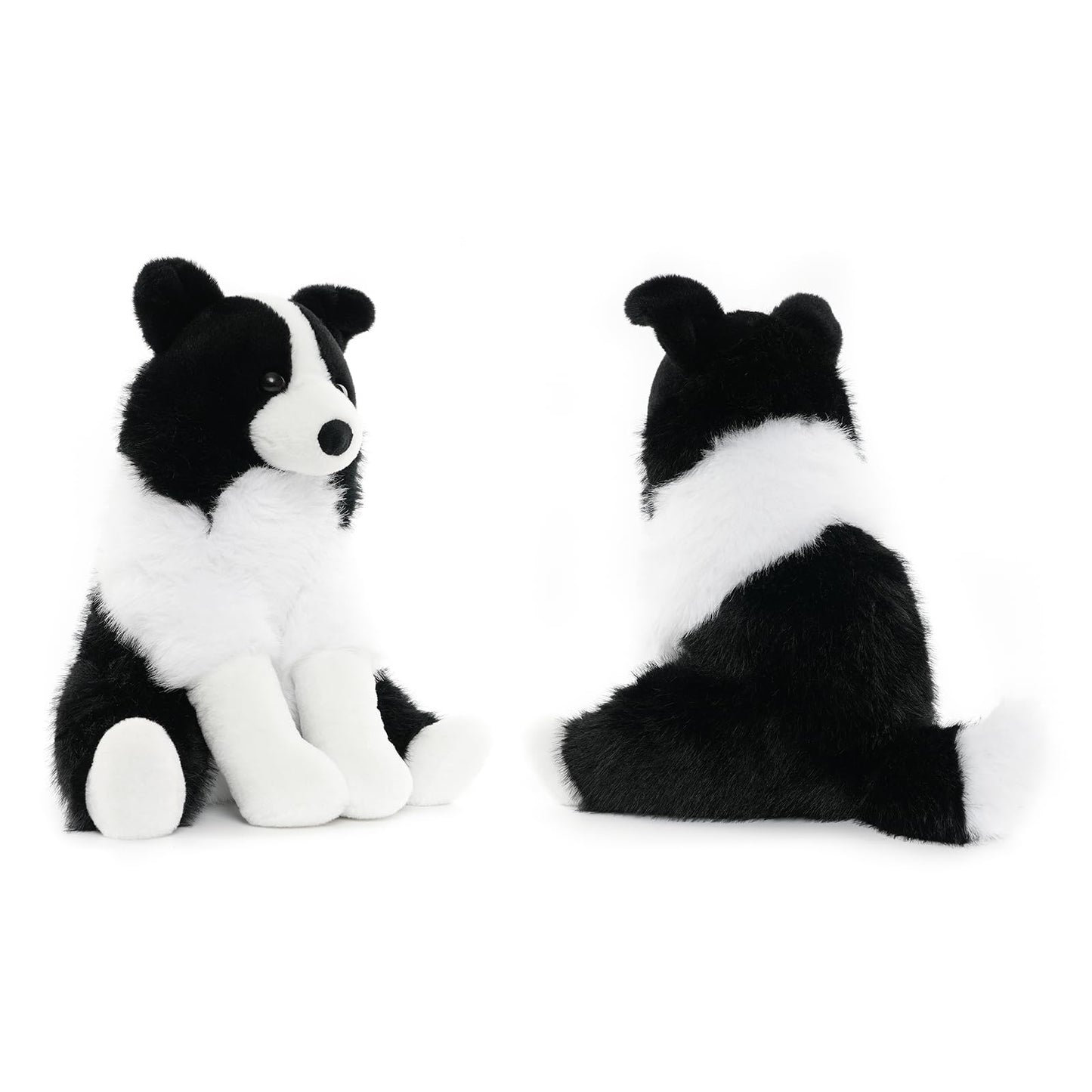 WEIGEDU Border Collie Stuffed Animal Plush Dog Toy, 12 Inch, Soft Realistic Black and White Puppy, Cuddly Farm Animal Plushie for Kids, Girls, Boys, Birthday