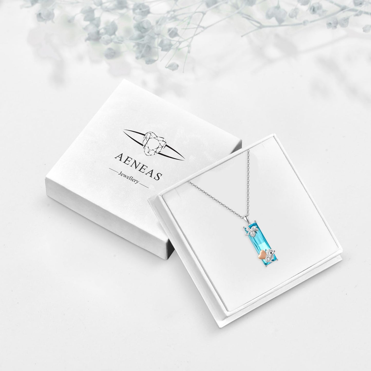 AENEAS Valentines Day Gifts for Women Her Hedgehog Necklace for Women 925 Sterling Silver Blue Crystal Love Heart Jewelry Gift for Animal Lover Women Wife Her